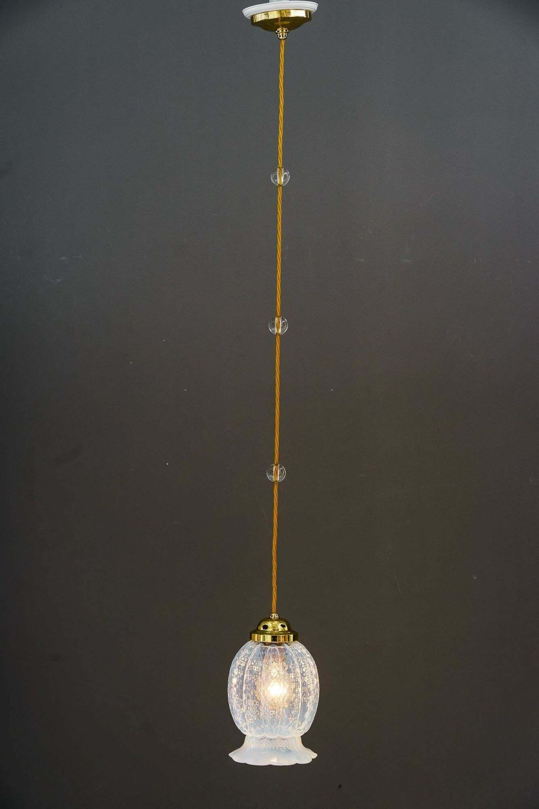 Lighting Art Deco Pendant With Opaline Glass Shade Vienna Around 1920s photo