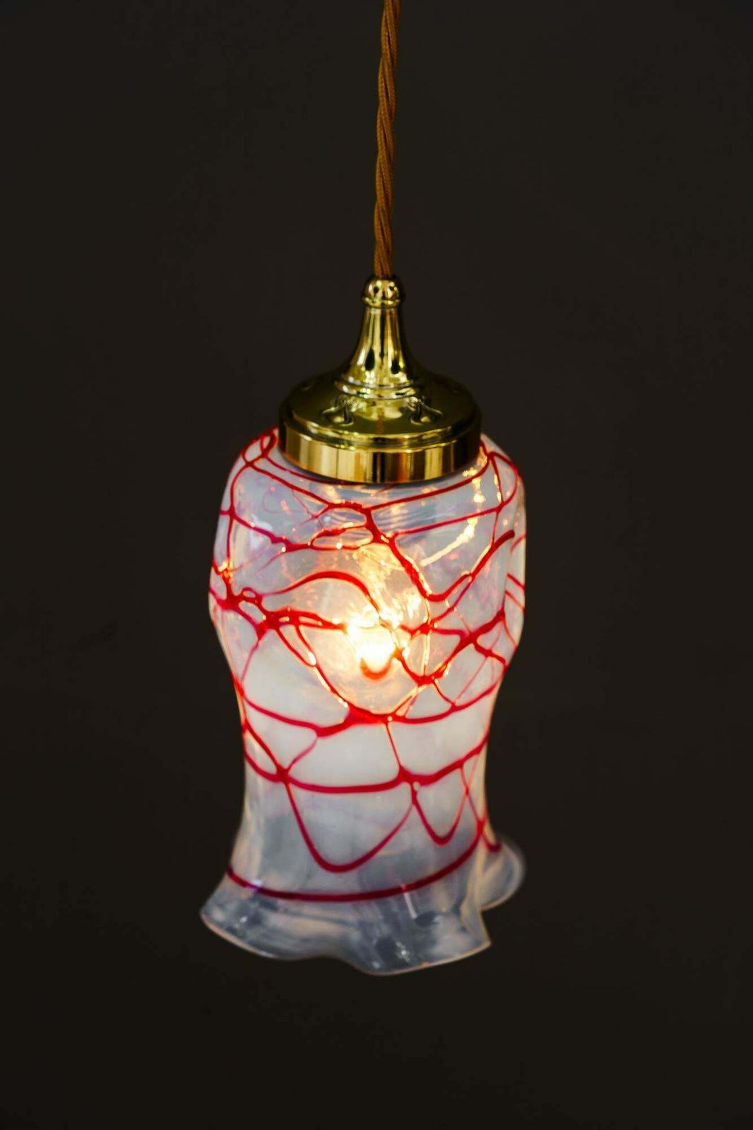 746.0 Art Deco Pendant With Original Palme Koenig Opaline Glass Shade Around 1920s photo
