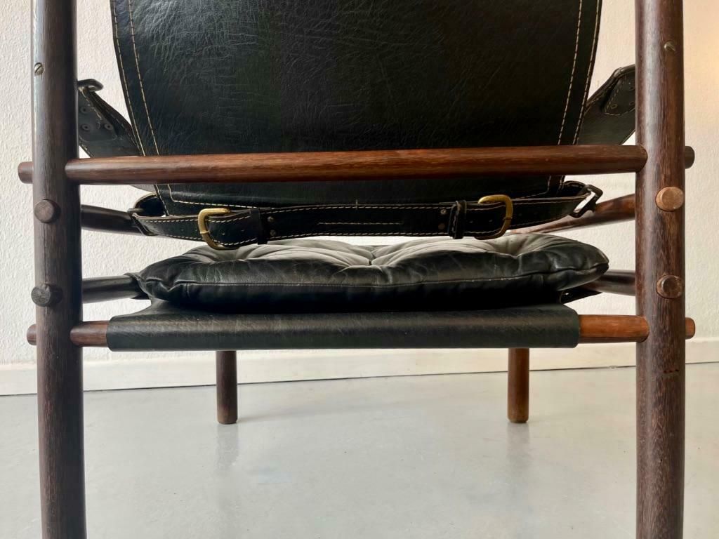 Arne Norell Black Leather Safari Easy Chair, Sweden Ca. 1970s photo 3158.0