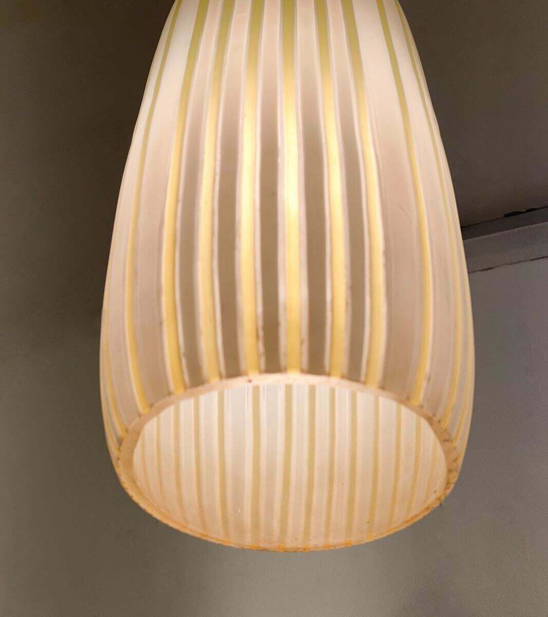 Mid Century Modern Yellow Glass Suspension, Italy, 1960s photo vinterior