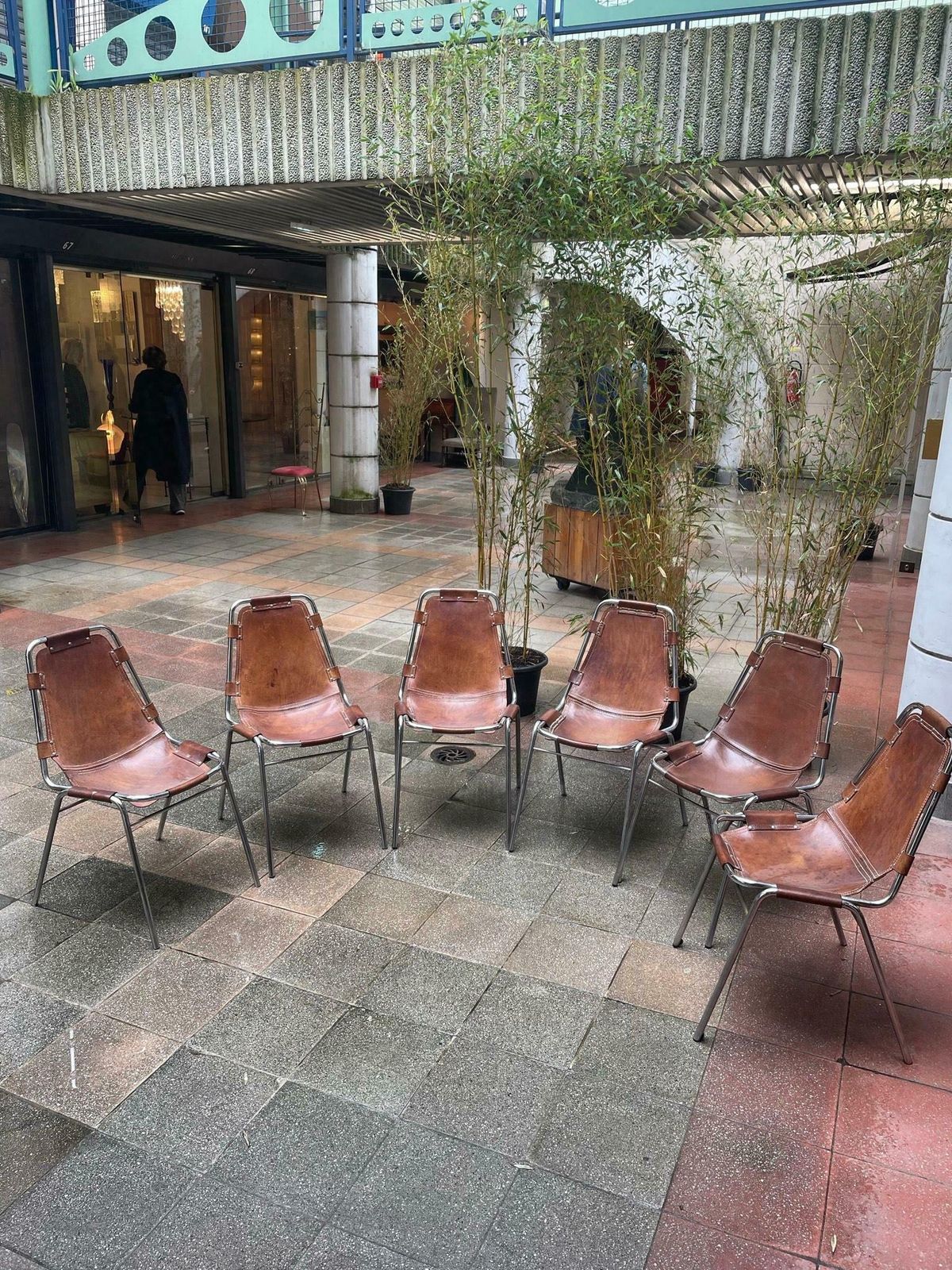 Charlotte Perriand, Set Of 6 Chairs Les Arcs, Circa 1960 photo vintage