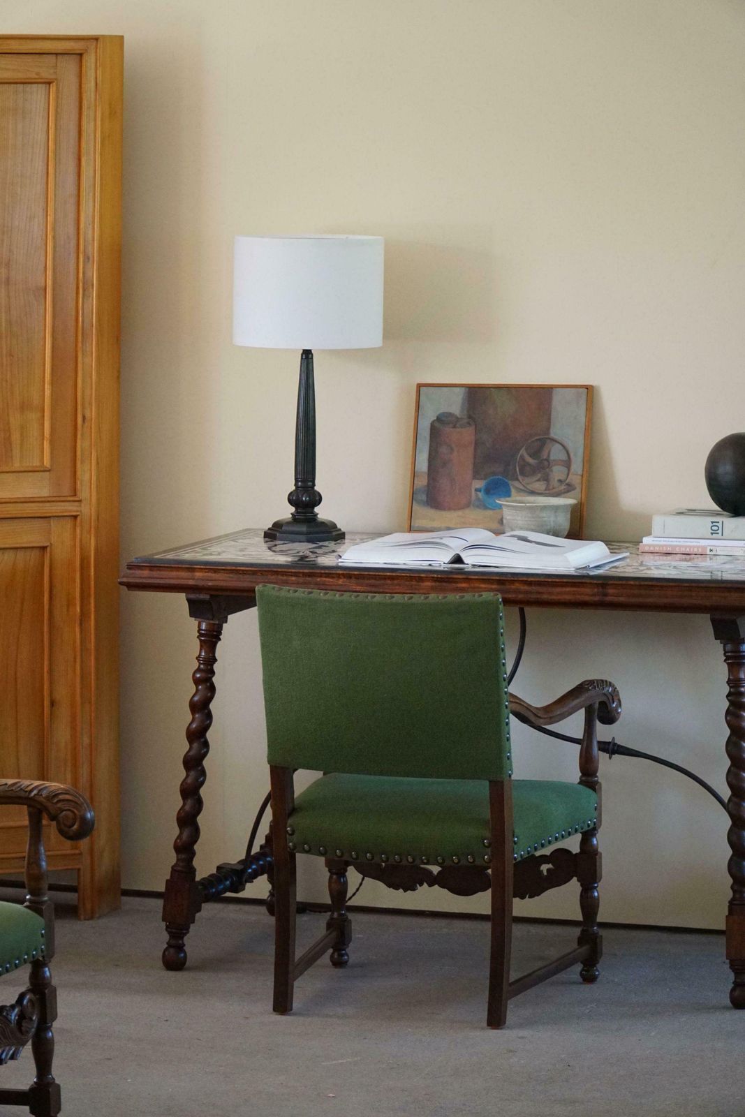 Armchairs In Oak & Wool, Louis XIII Style, By A French Cabinetmaker In The 1930s photo vinterior