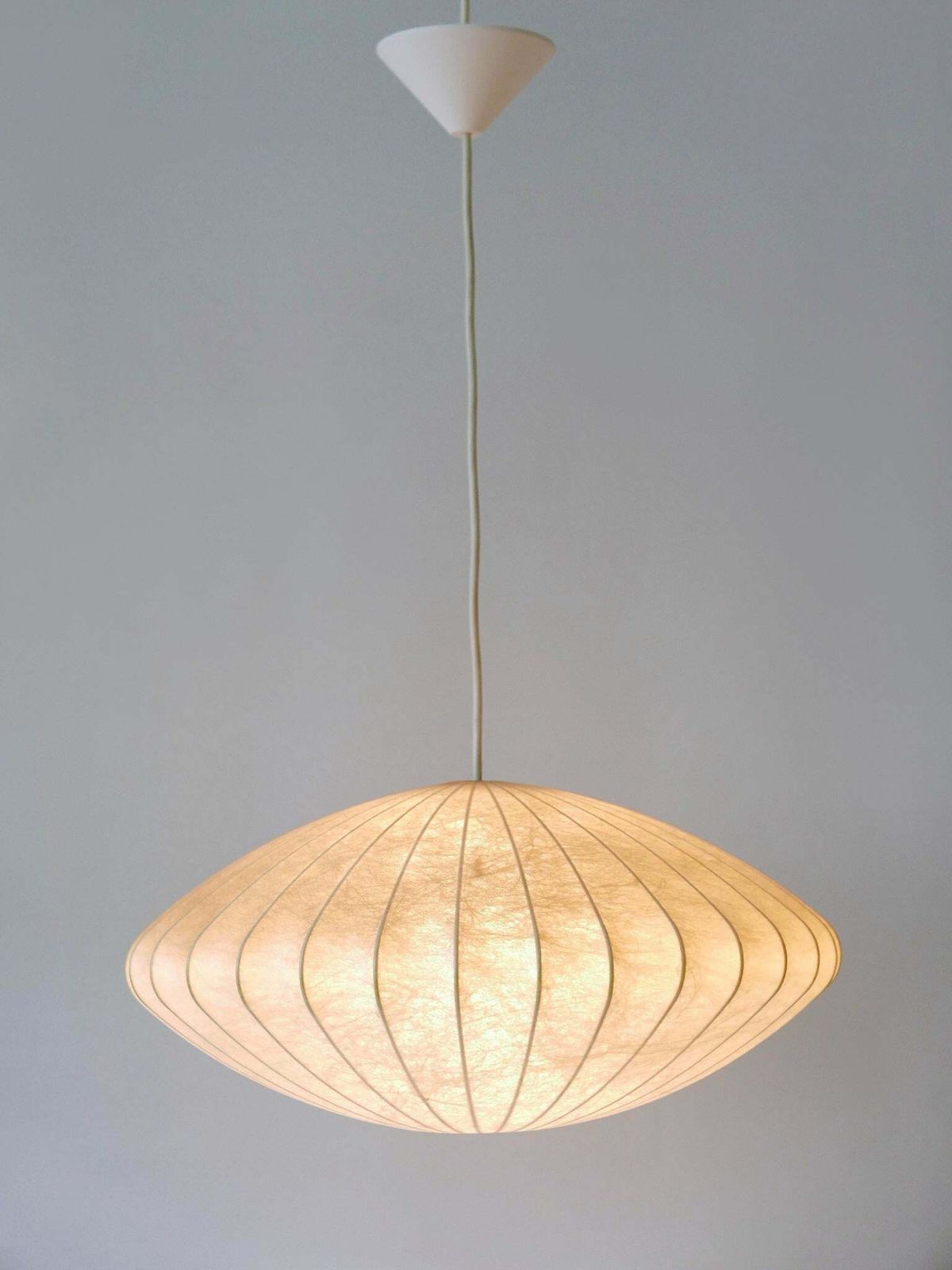 Rare Mid Century Modern Cocoon Pendant Lamp Or Hanging Light By Goldkant 1960s photo vinterior