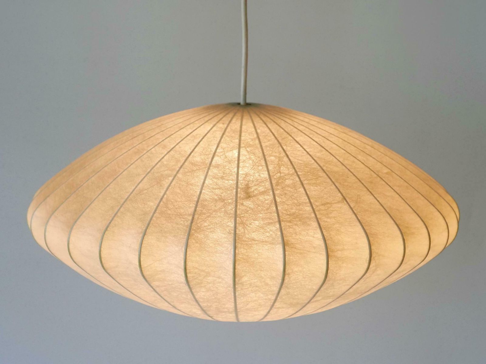 Lighting Rare Mid Century Modern Cocoon Pendant Lamp Or Hanging Light By Goldkant 1960s photo