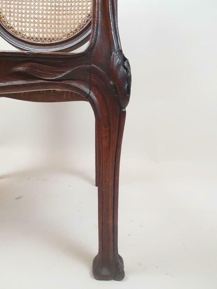 Art Nouveau Armchair In Oak And Canework photo furniture