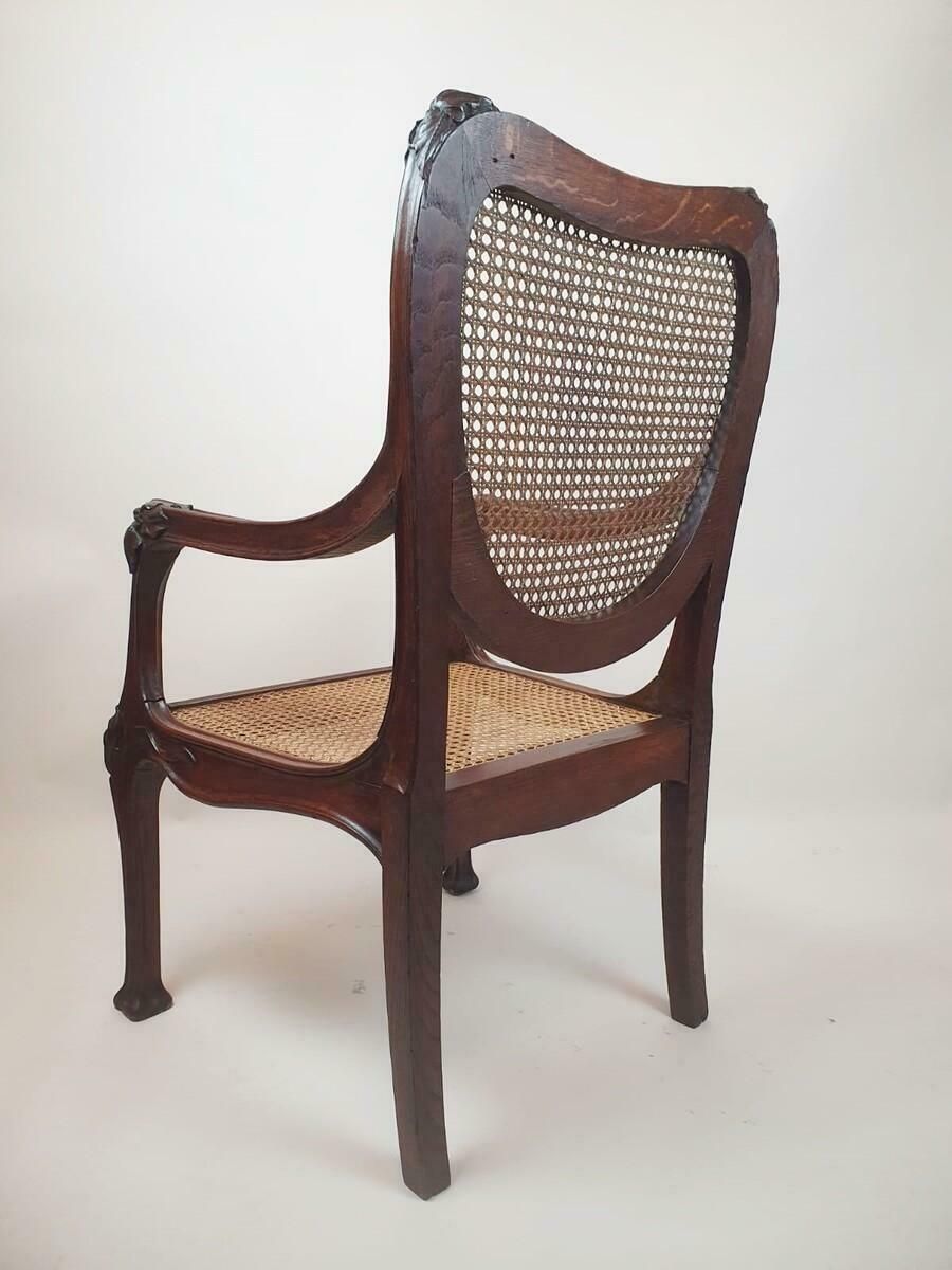 Art Nouveau Armchair In Oak And Canework photo 1527.0