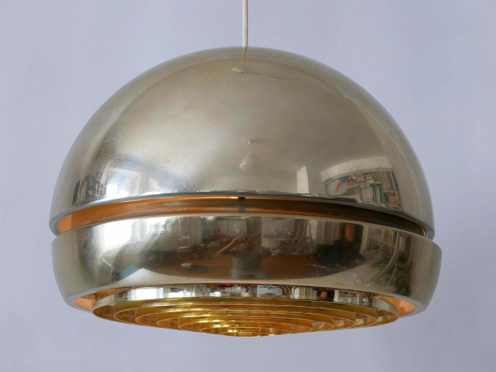 Amazing Mid Century Modern Aluminium Pendant Lamp Or Hanging Light Sweden 1960s photo buy