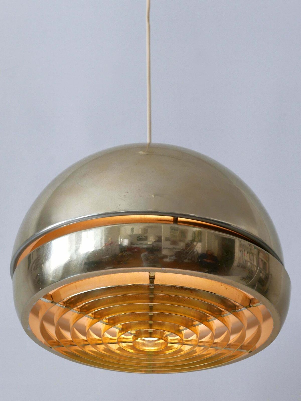 photo for sale Amazing Mid Century Modern Aluminium Pendant Lamp Or Hanging Light Sweden 1960s