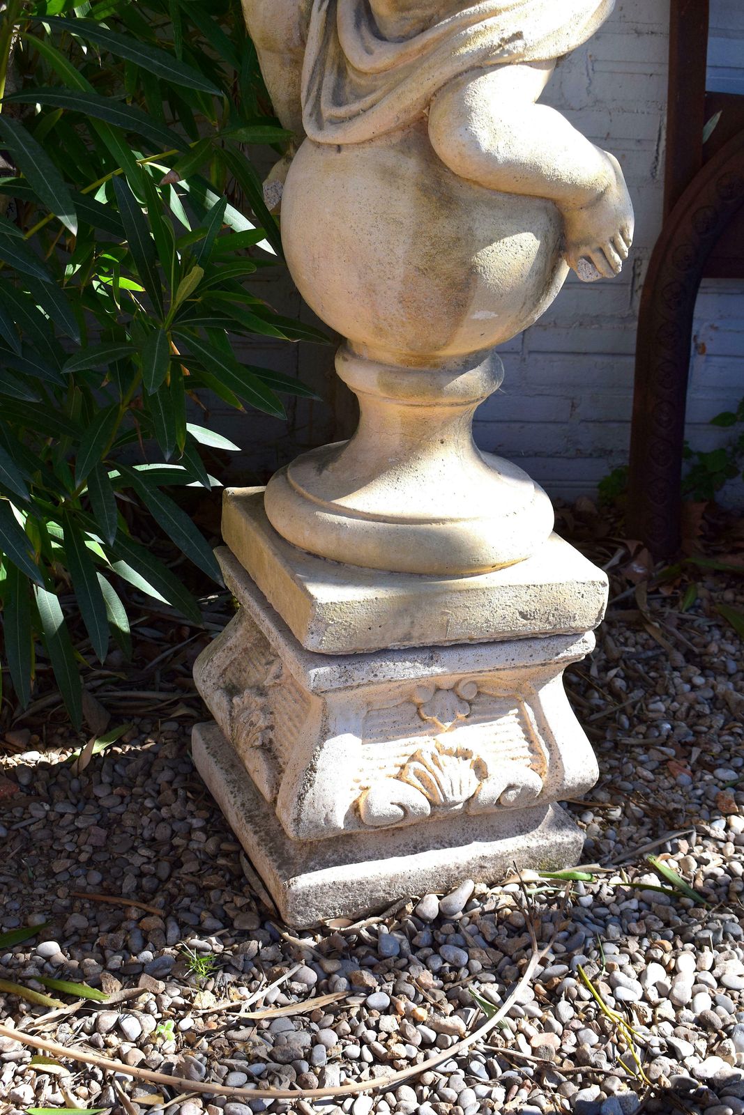 Pair Of 20th Century Garden Cherubs On Square Plinths photo buy