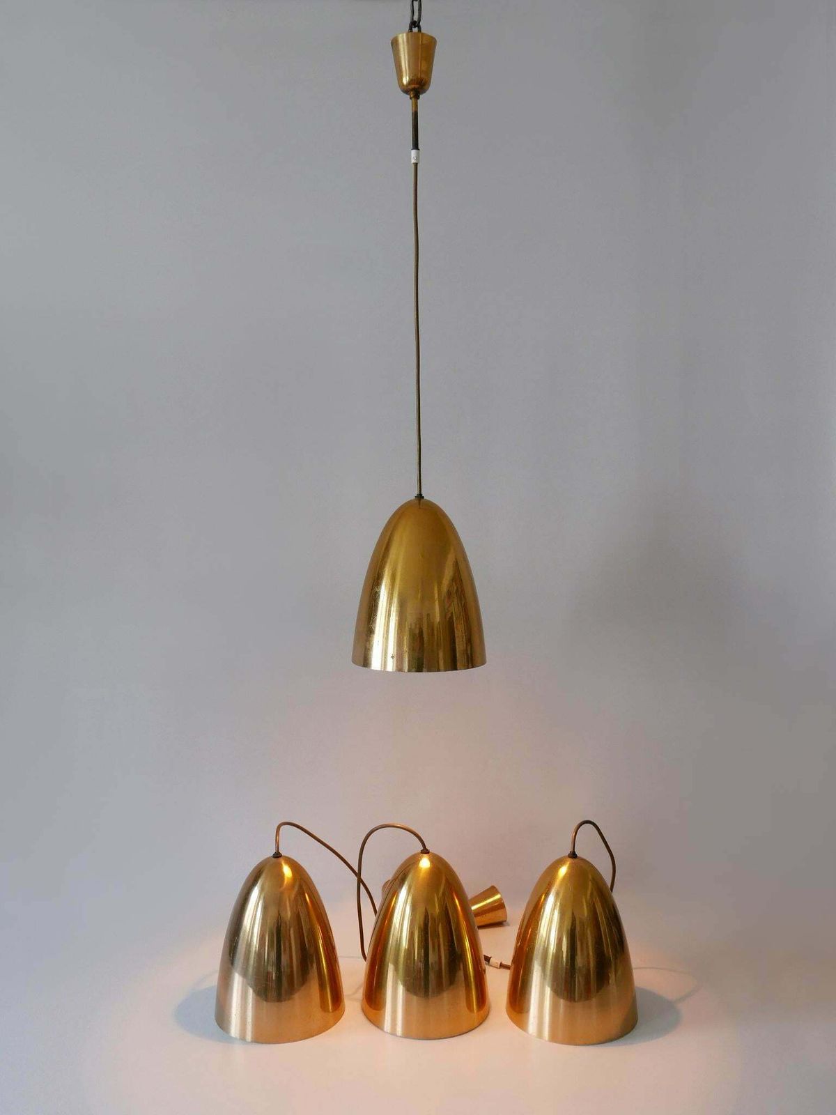 1 Of 4 Elegant Mid Century Modern Pendant Lamps Or Hanging Lights Germany 1950s photo furniture