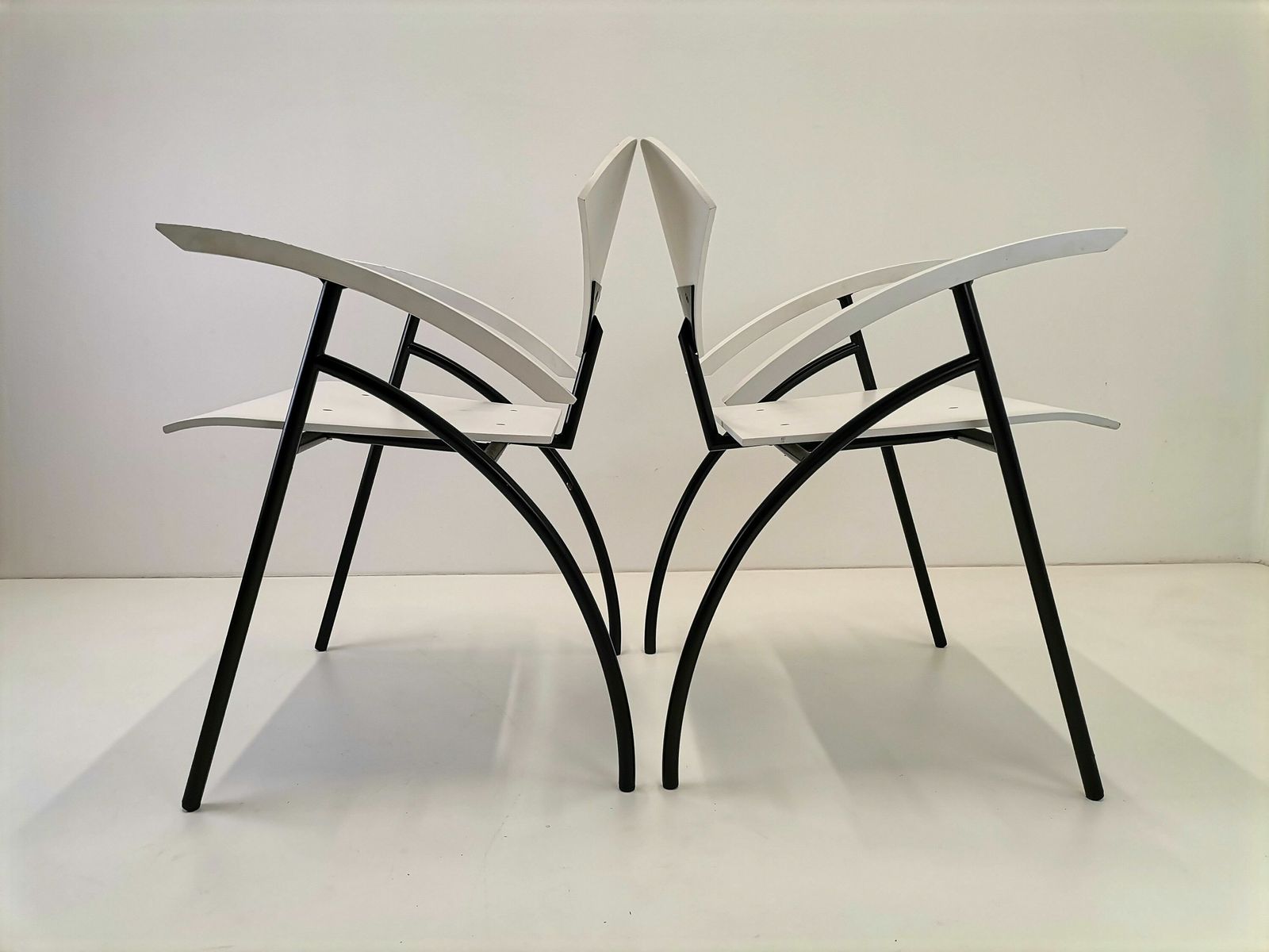 Pair Of Mid Century Modern Chairs / Wood & Tubular Metal Side Chairs / 1980s Yugoslavia / Minimal Design Dining Chair
