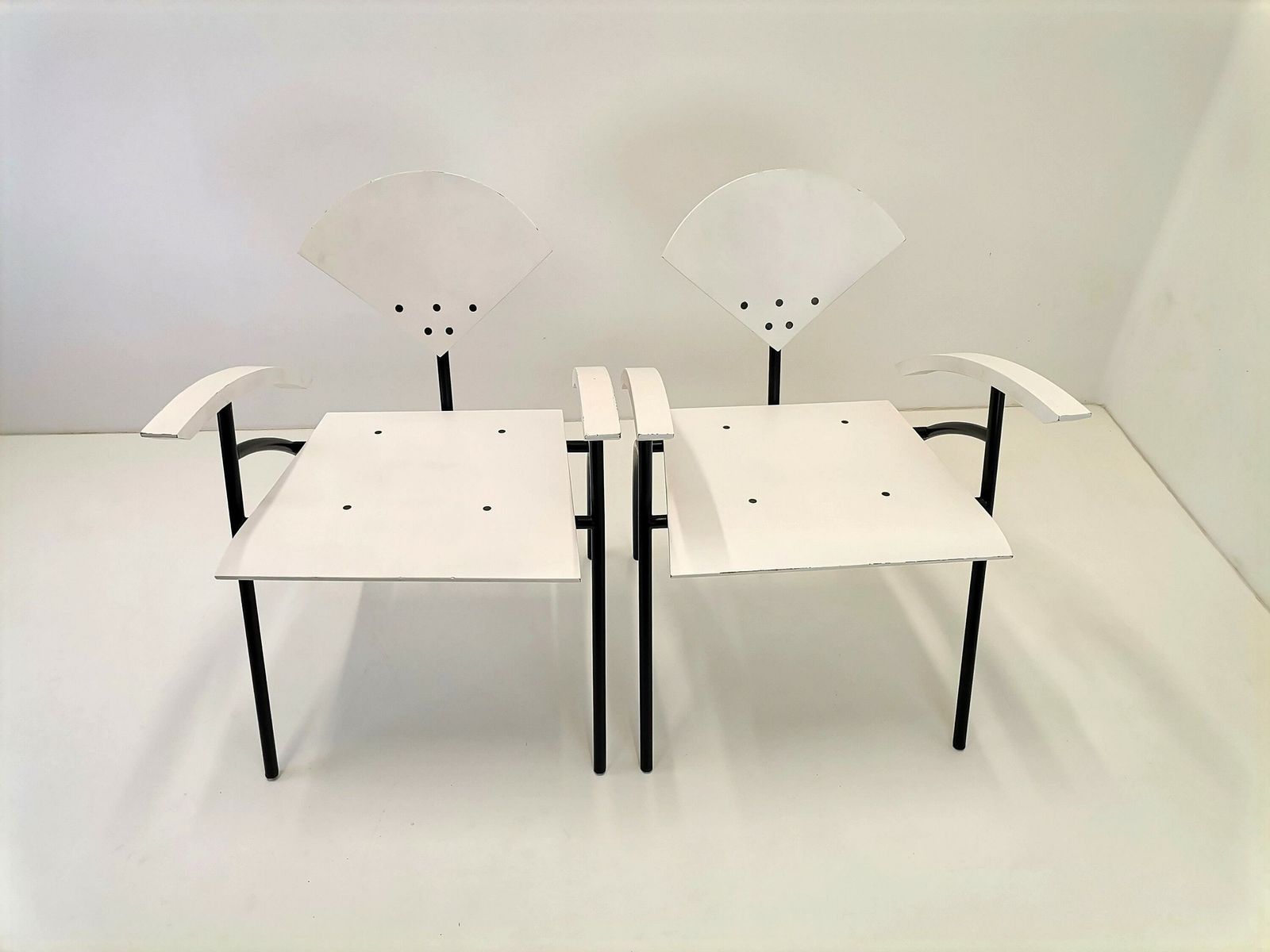 Pair Of Mid Century Modern Chairs / Wood & Tubular Metal Side Chairs / 1980s Yugoslavia / Minimal Design Dining Chair photo furniture
