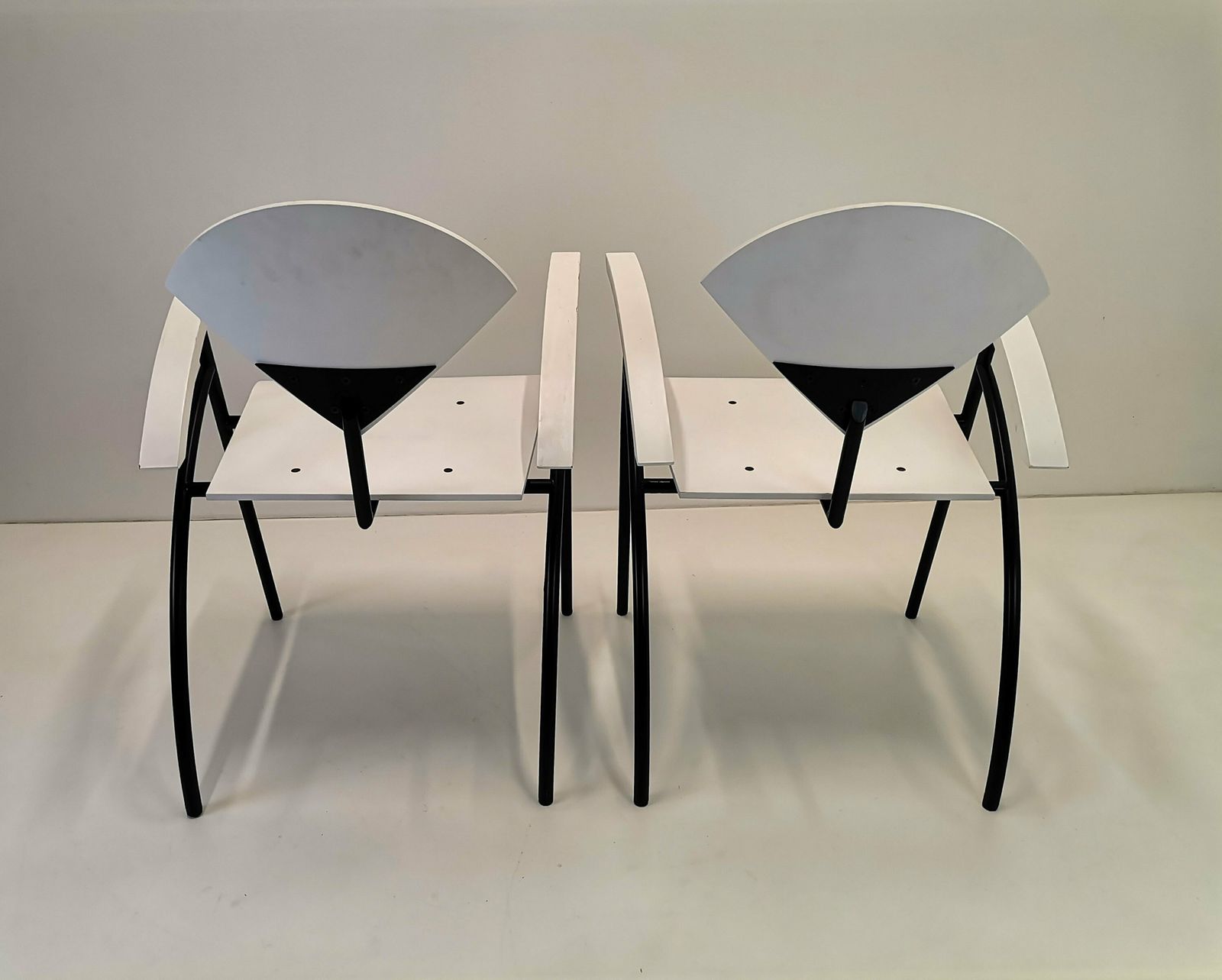 Pair Of Mid Century Modern Chairs / Wood & Tubular Metal Side Chairs / 1980s Yugoslavia / Minimal Design Dining Chair photo Furniture