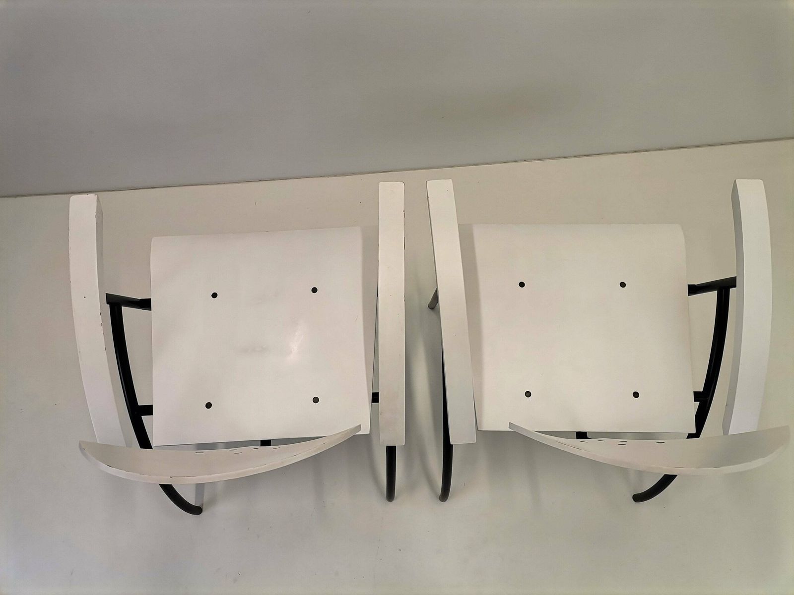 Pair Of Mid Century Modern Chairs / Wood & Tubular Metal Side Chairs / 1980s Yugoslavia / Minimal Design Dining Chair photo 919.0