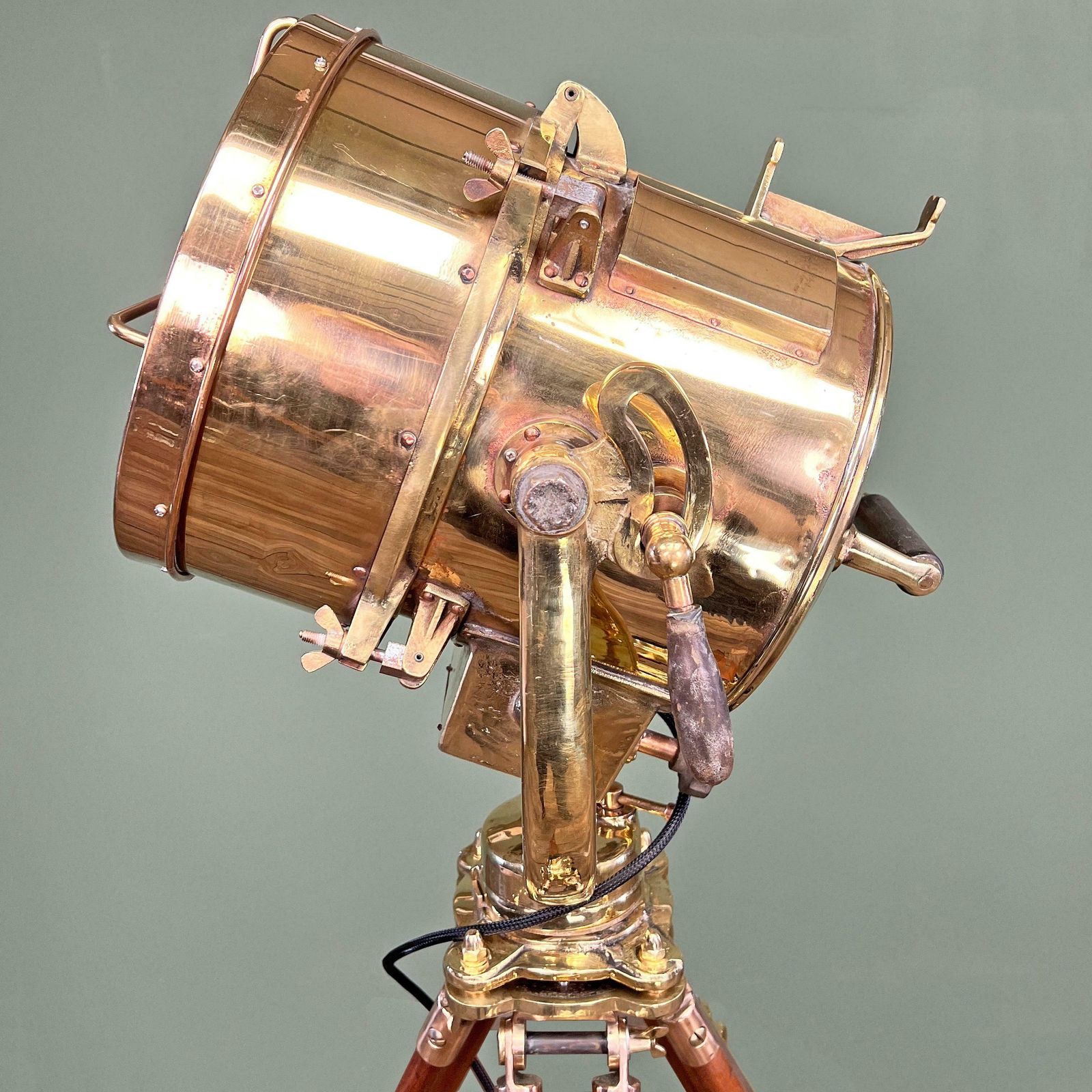 1980's Japanese Brass Industrial Signalling Floor Lamp By Shonan Kosakusho 20cm photo vinterior