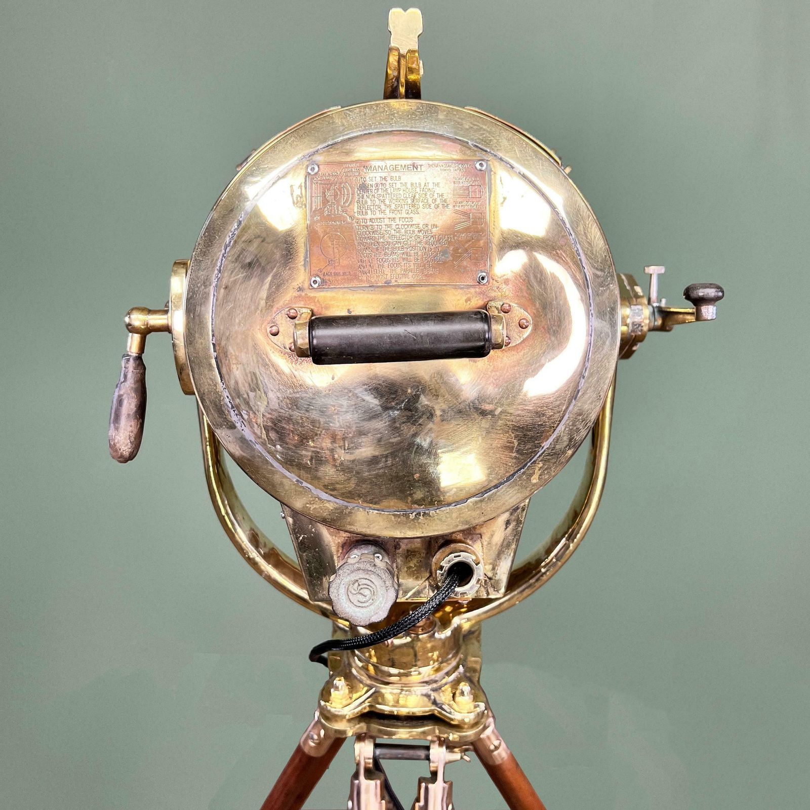 4341.0 1980's Japanese Brass Industrial Signalling Floor Lamp By Shonan Kosakusho 20cm photo