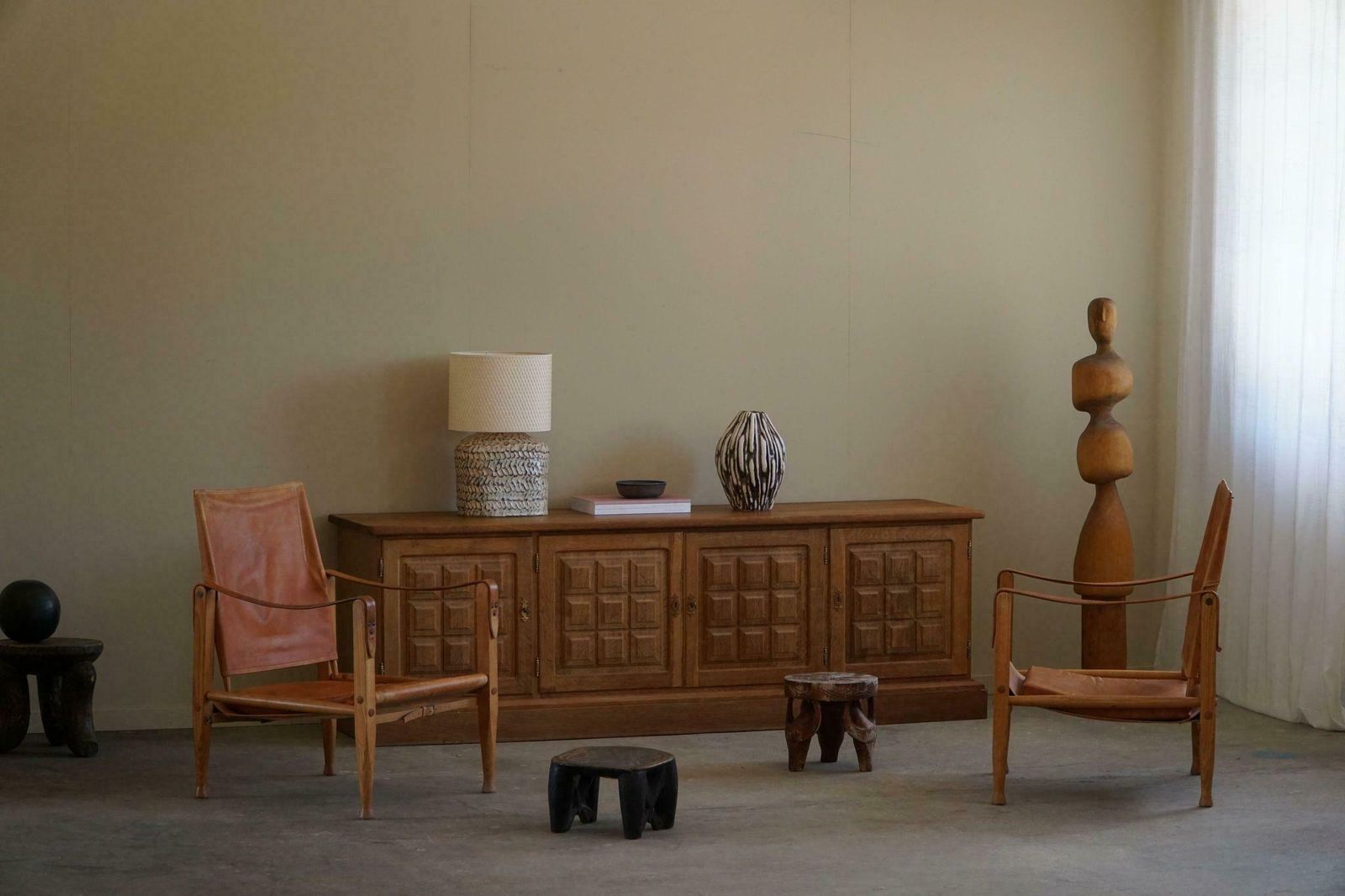 Kaare Klint A Pair Of Safari Chairs In Ash And Leather Rud Rasmussen 1960s photo 5224.0