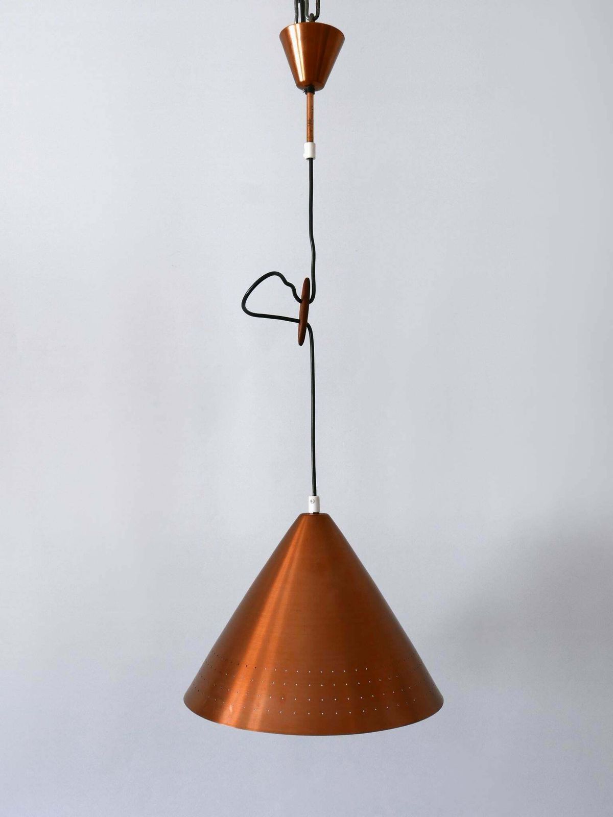 Rare Mid Century Modern Scandinavian Copper Pendant Lamp Or Hanging Light 1960s photo for sale