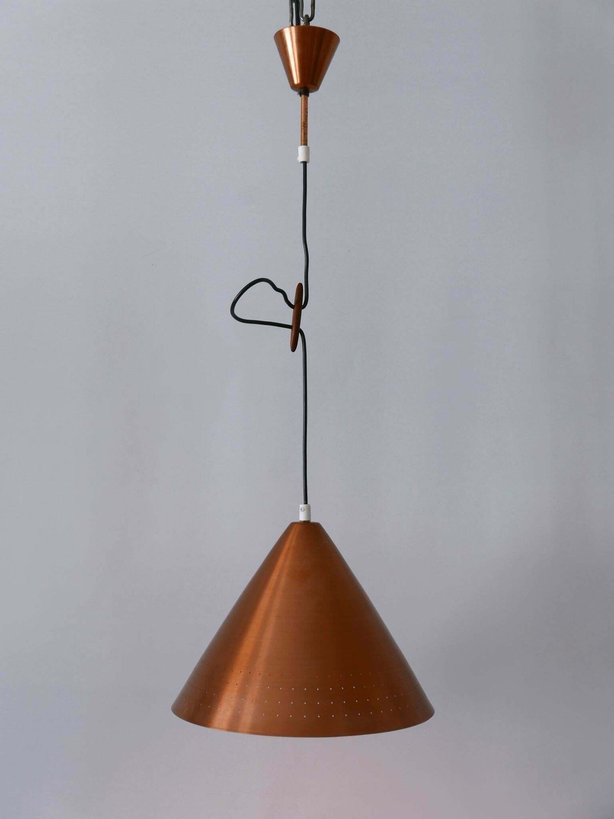 Rare Mid Century Modern Scandinavian Copper Pendant Lamp Or Hanging Light 1960s photo Lighting