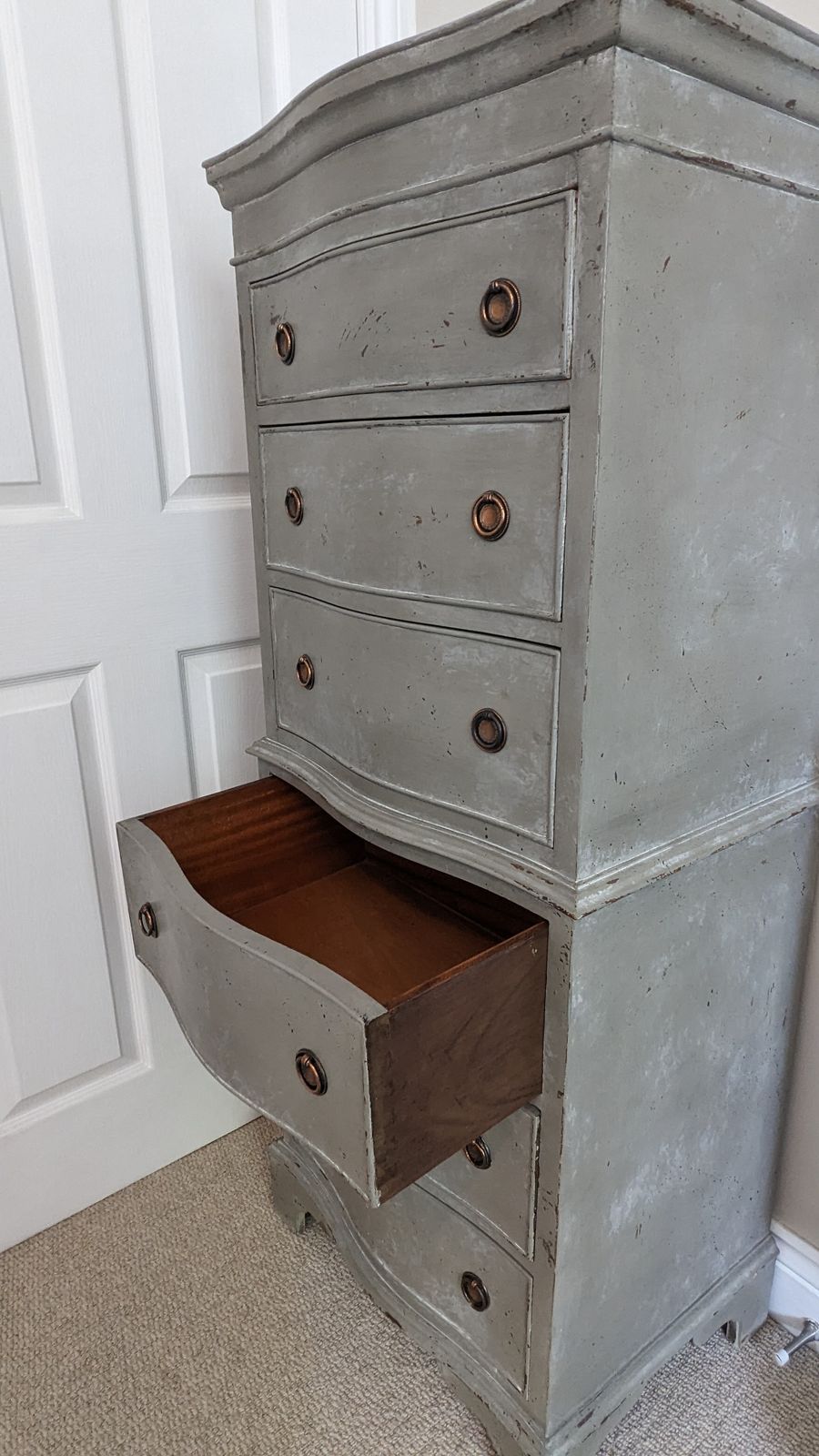 Bow Fronted 6 Drawer Tall Boy Chest Drawers photo furniture