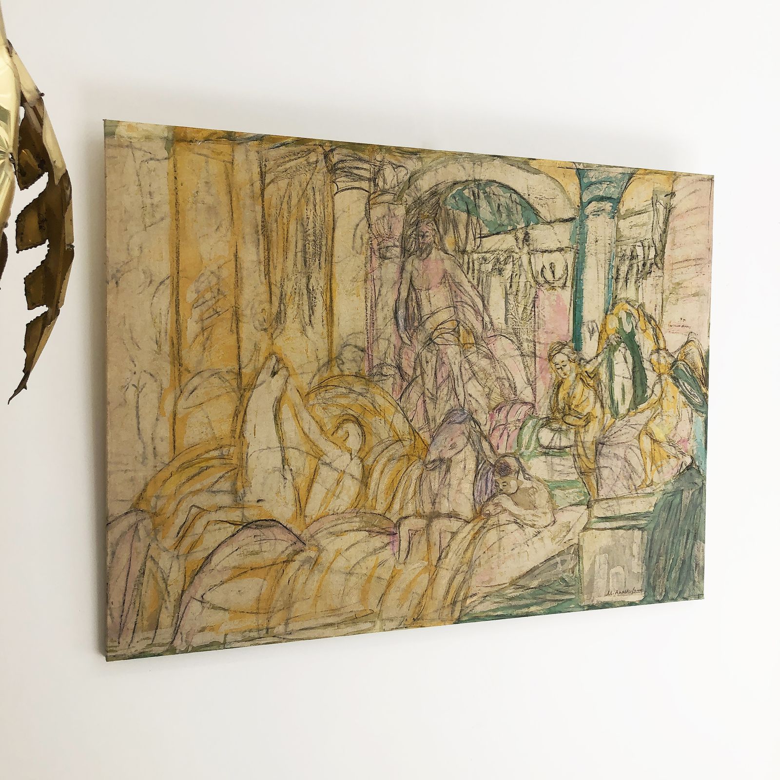 Fontana Di Trevi Painting, 2000s Art Canvas Artwork Pastels Abstract Italian photo buy