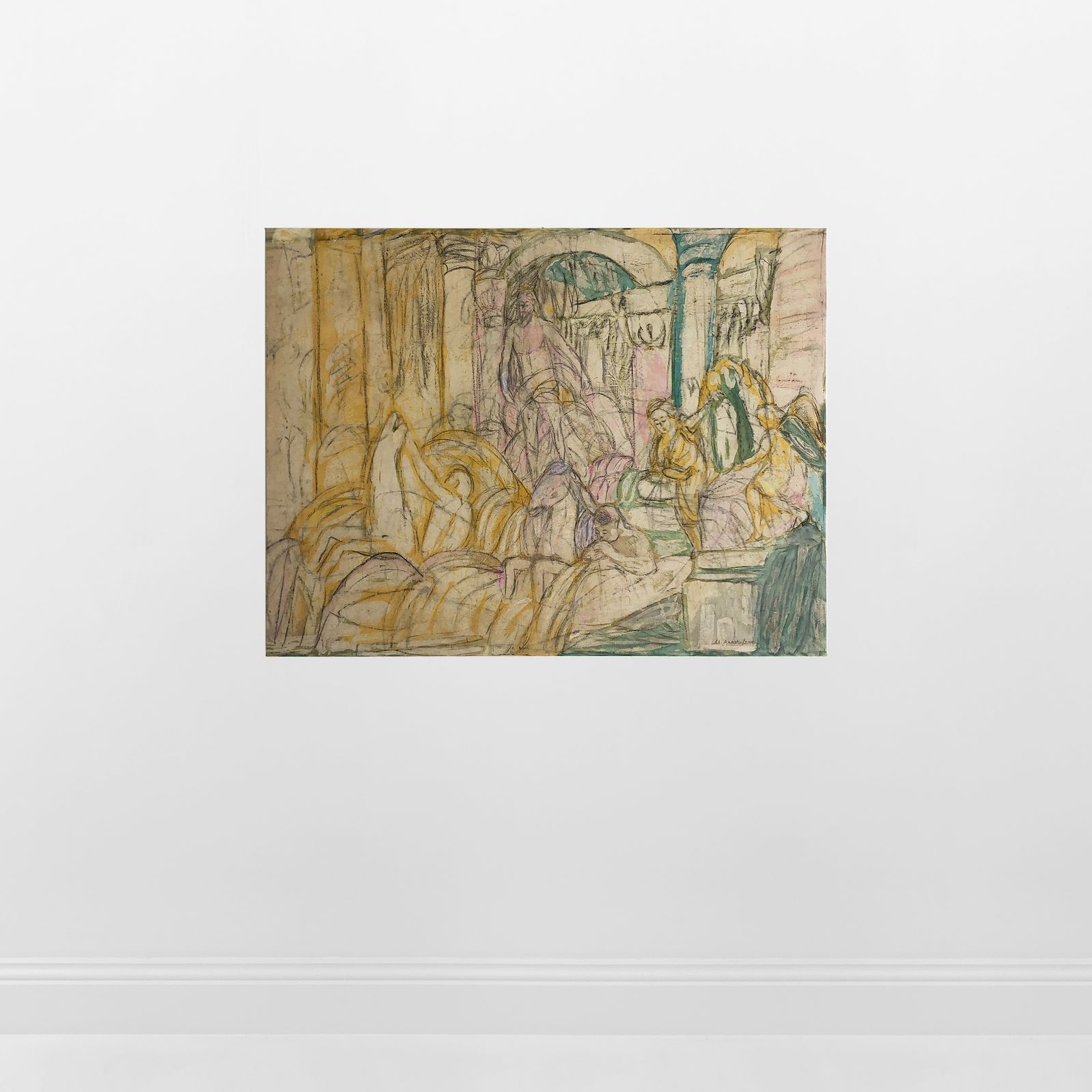 photo furniture Fontana Di Trevi Painting, 2000s Art Canvas Artwork Pastels Abstract Italian