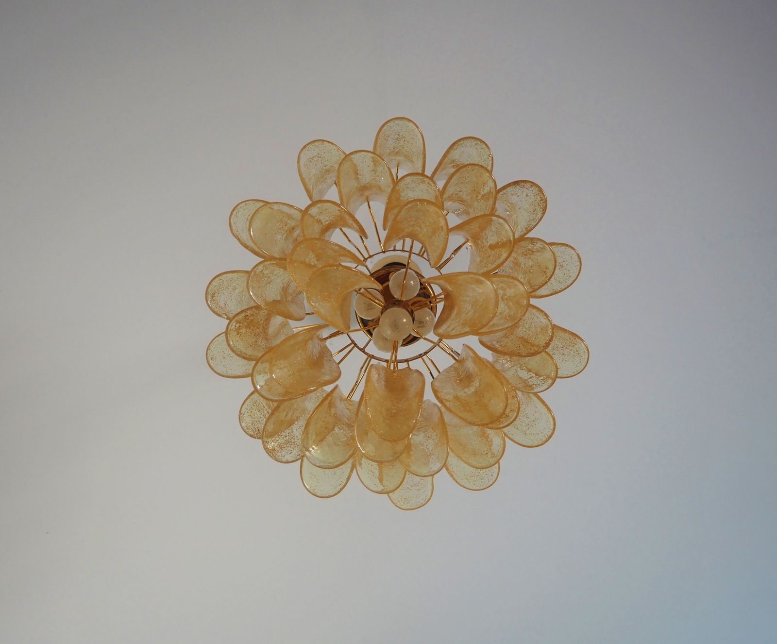 photo for sale Italian Vintage Murano Chandelier   Mazzega   41 Gold Glass Petals