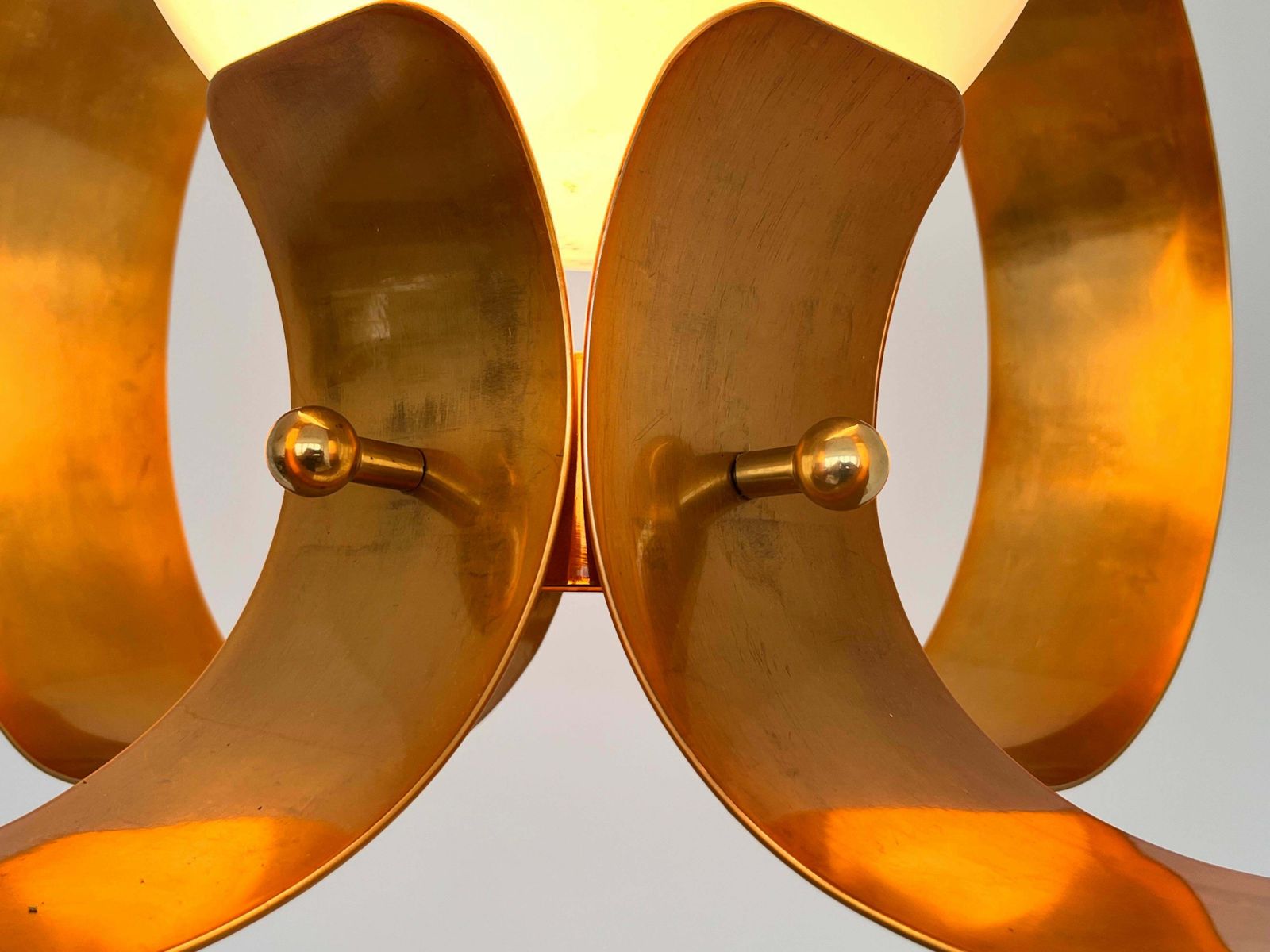 Lighting Xxl Pair Of Design Mid Century Large Brass Pendants Chandeliers 1980s photo