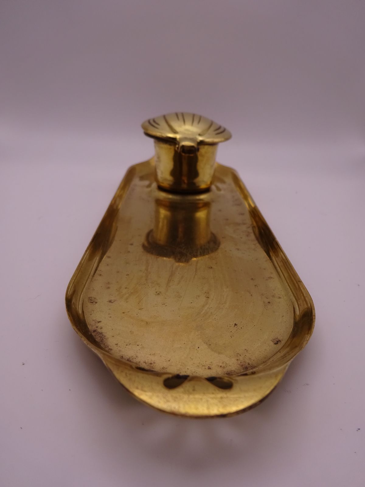 Early 1900s Art Nouveau German Brass Inkwell photo vintage