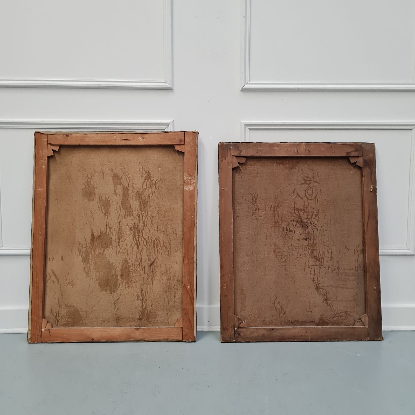 Pair Of Fantastic Primitive Ancestor Oil Paintings photo vinterior