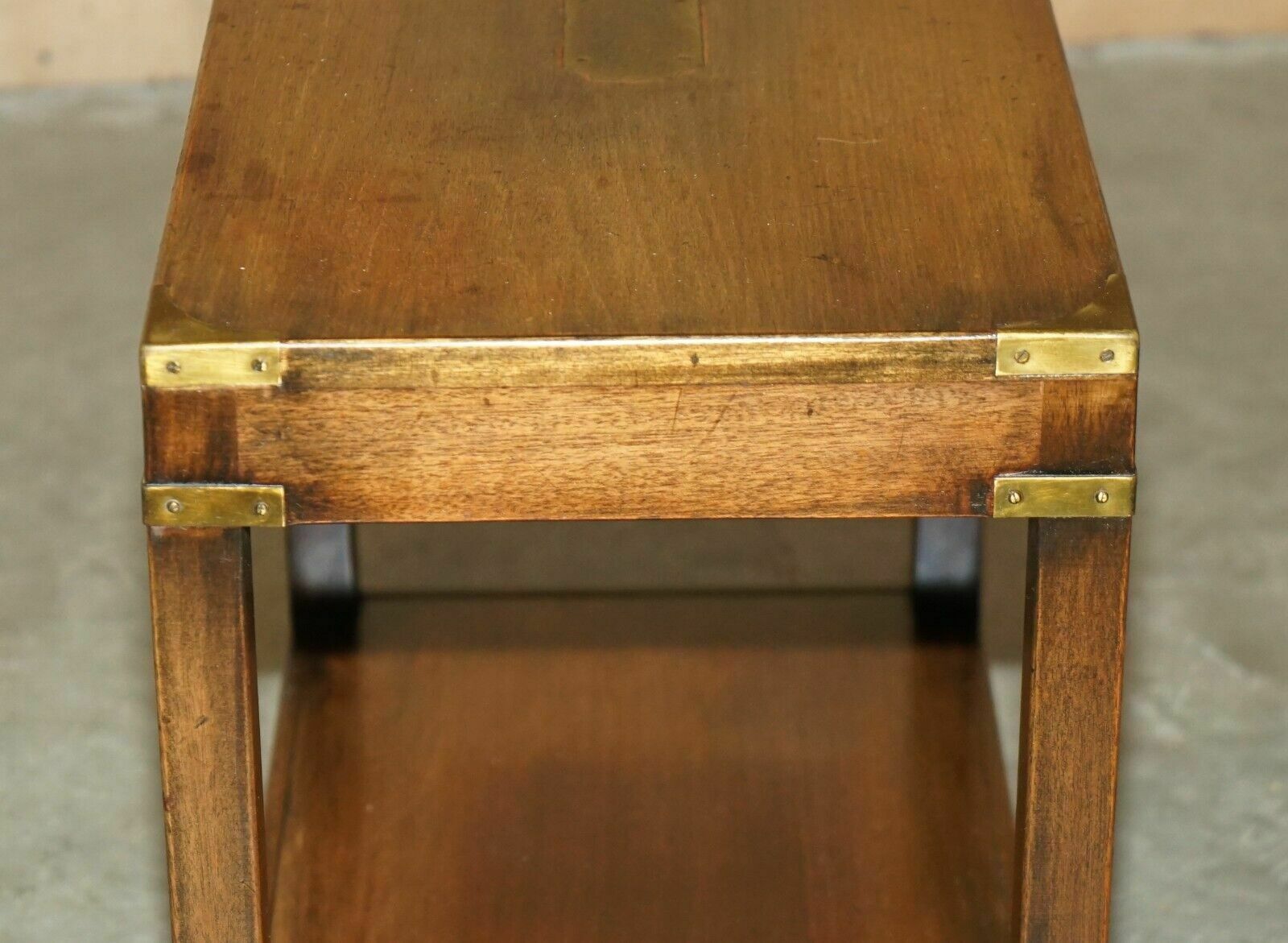950.0 Lovely Harrods London Kennedy Military Campaign High Side End Table Mahogany photo