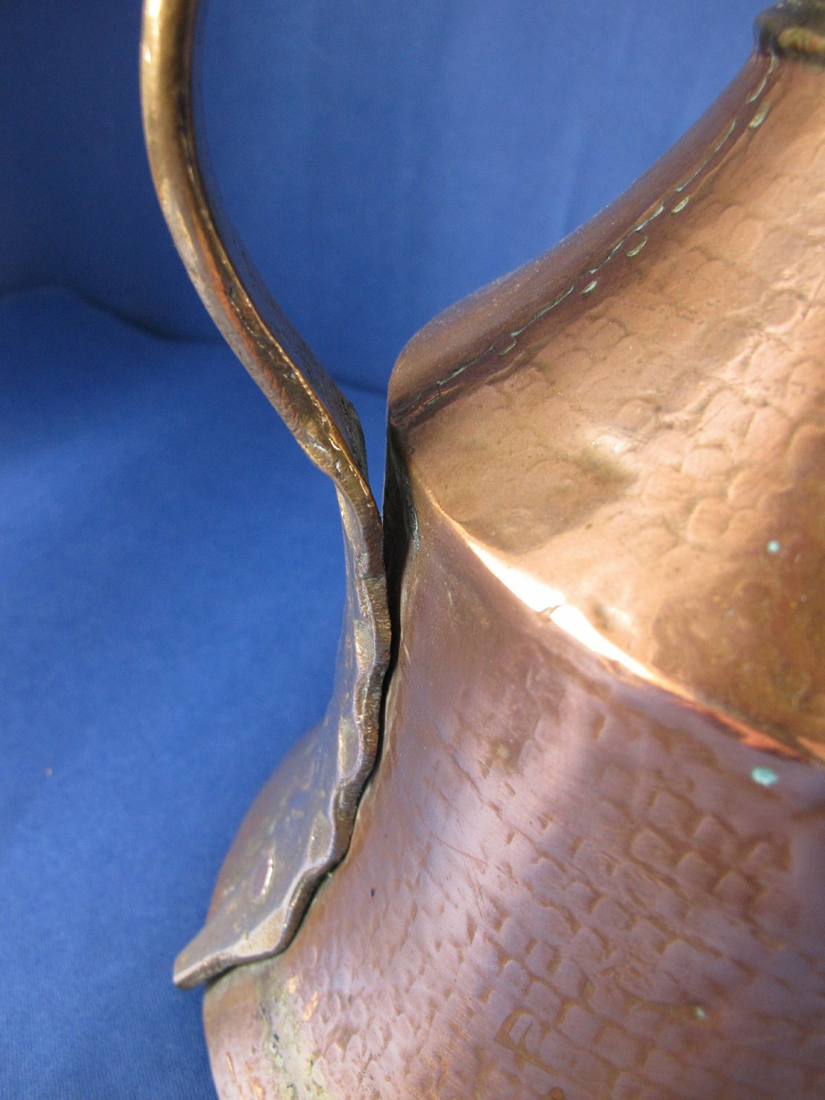 photo for sale Antique Copper And Brass Coffee Pot. Arabic/Turkish/North African Dallah. Long Curved Spout   Decor Only   Not Watertight!
