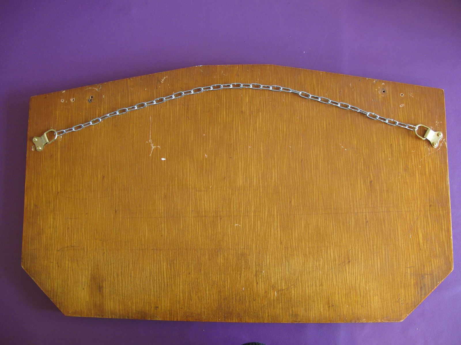 photo for sale Fabulous Painted Crinoline Lady, Bevelled Edge, Frameless Art Deco Mirror. Ready To Hang On New Chain.