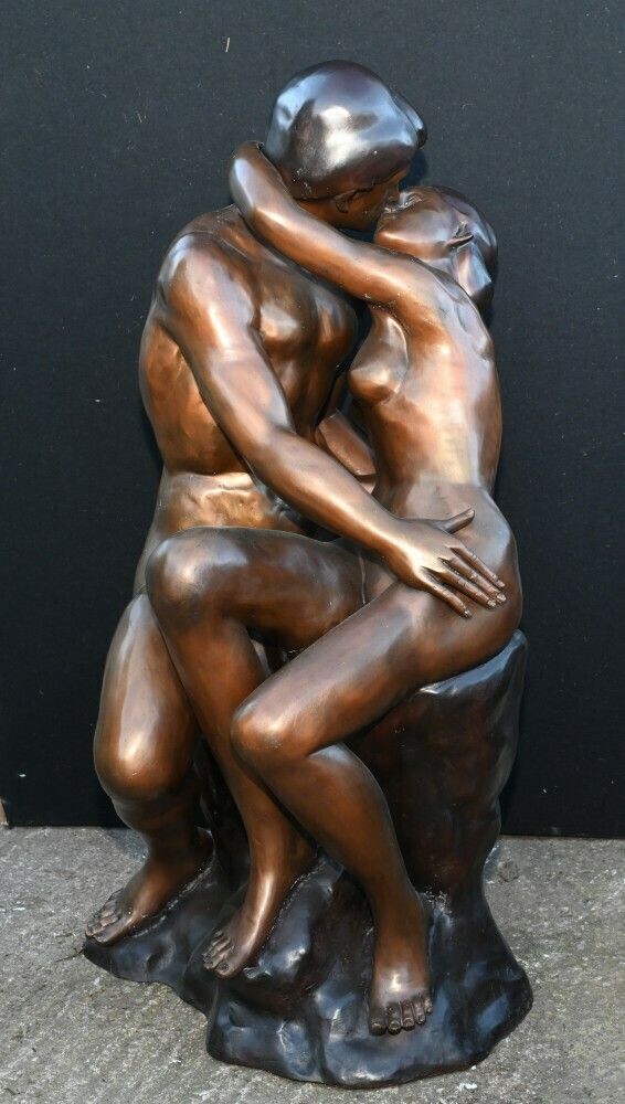 Lifesize Bronze The Kiss Statue After Rodin Garden Casting photo furniture