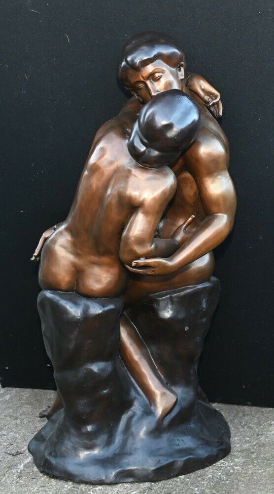 photo buy Lifesize Bronze The Kiss Statue After Rodin Garden Casting