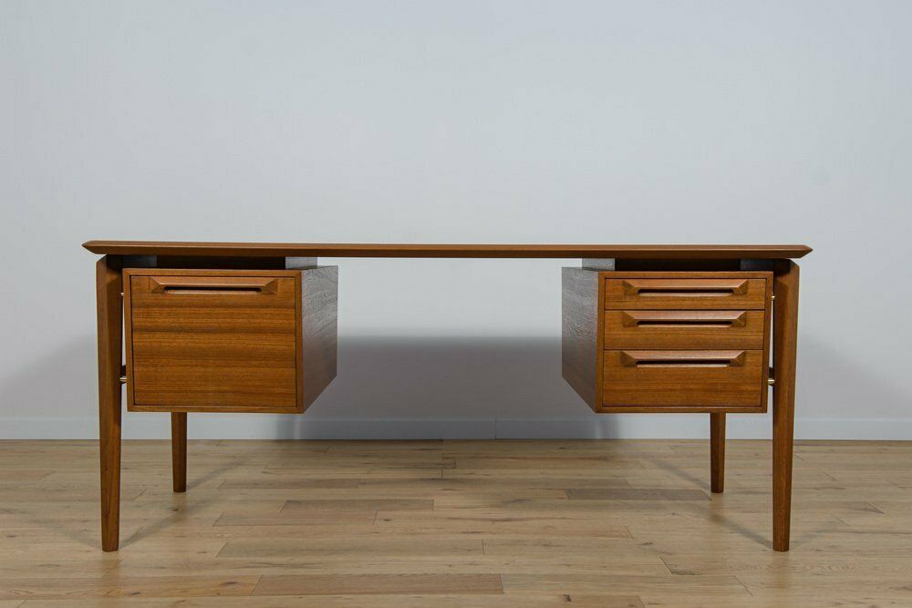 Mid Century Teak Desk By Ib Kofod Larsen For Seffle Möbelfabrik, Sweden, 1950s photo for sale