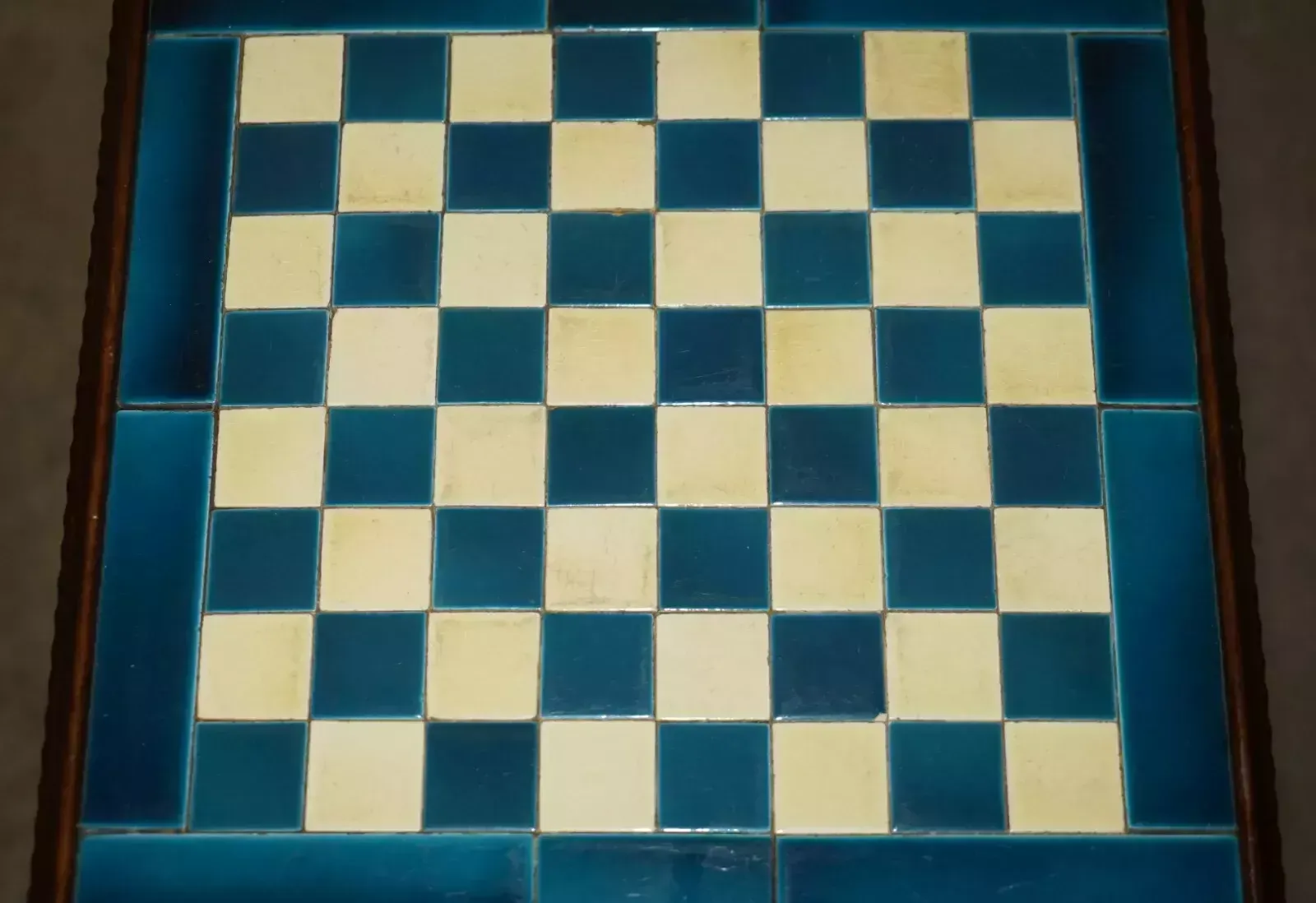 Antique Victorian Aesthetic Movement Style Tiled Top Chessboard Chess Table photo buy