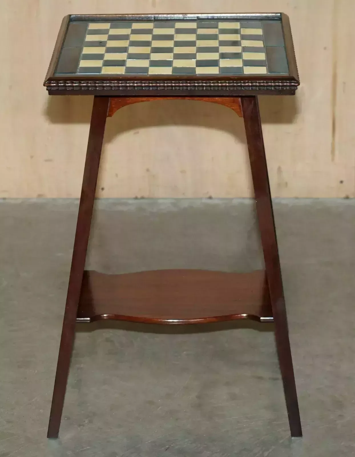 Furniture Antique Victorian Aesthetic Movement Style Tiled Top Chessboard Chess Table photo