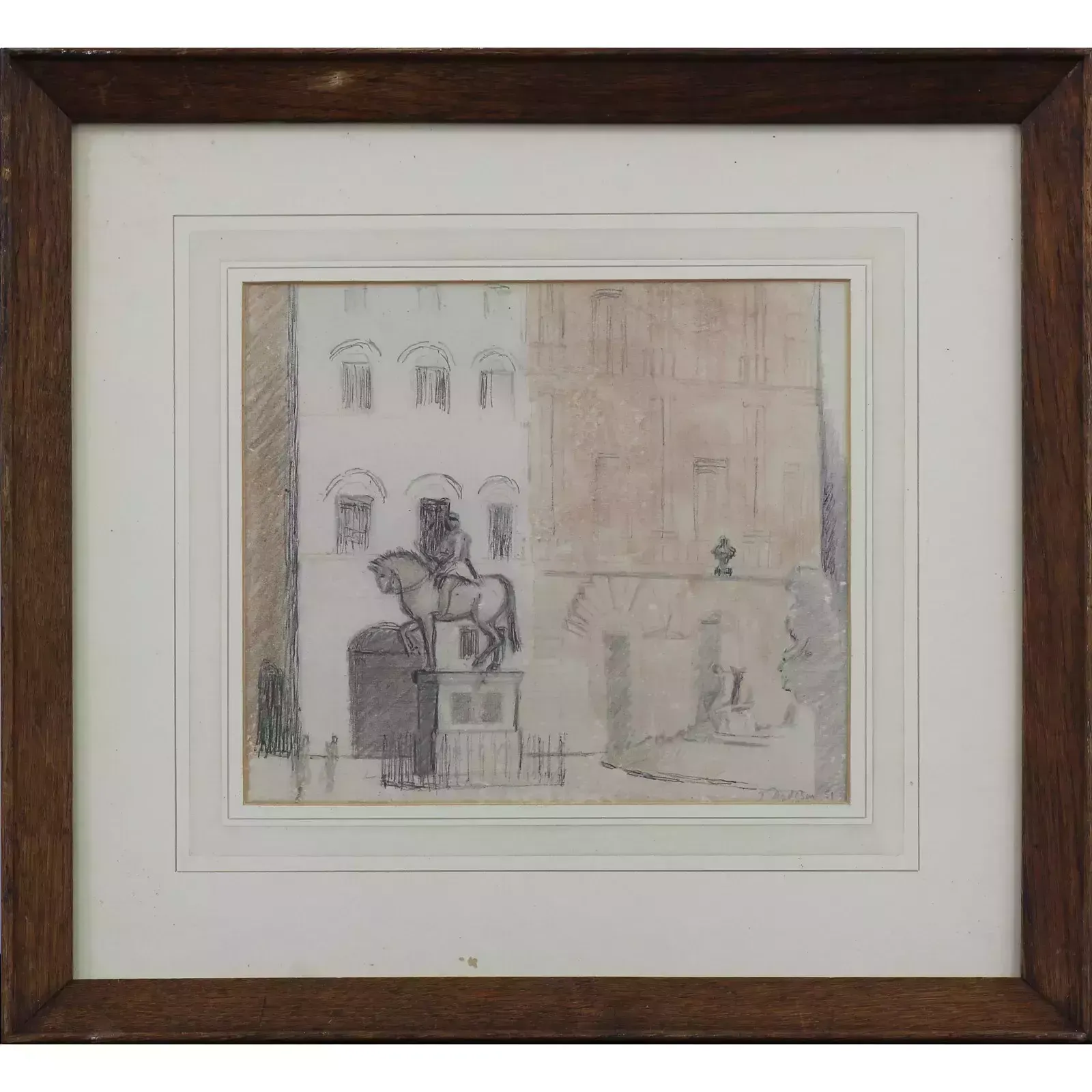 Pencil Sketch By John Dodgson. Monument Of Cosimo I, Florence