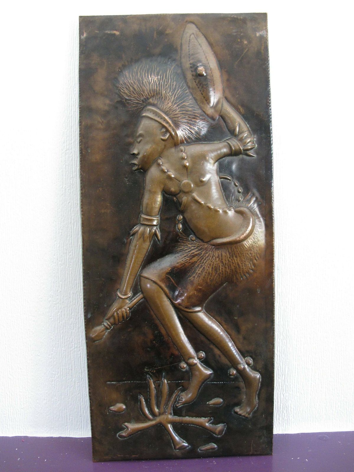 Vintage African Copper Relief Wall Hanging. Fabulous Mid Century Modern Wall Art   11 By 27 Inches (28 X 68.5cm) photo furniture