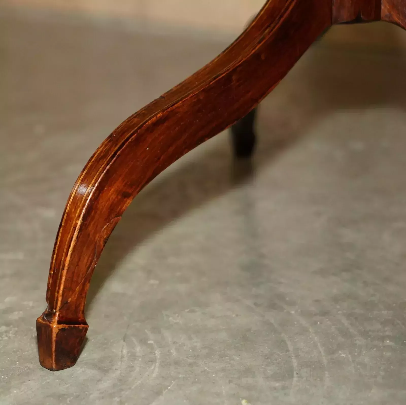 photo for sale Mahogany Octagonal Brown Leather Gold Leaf Tripod Side End Lamp Wine Table