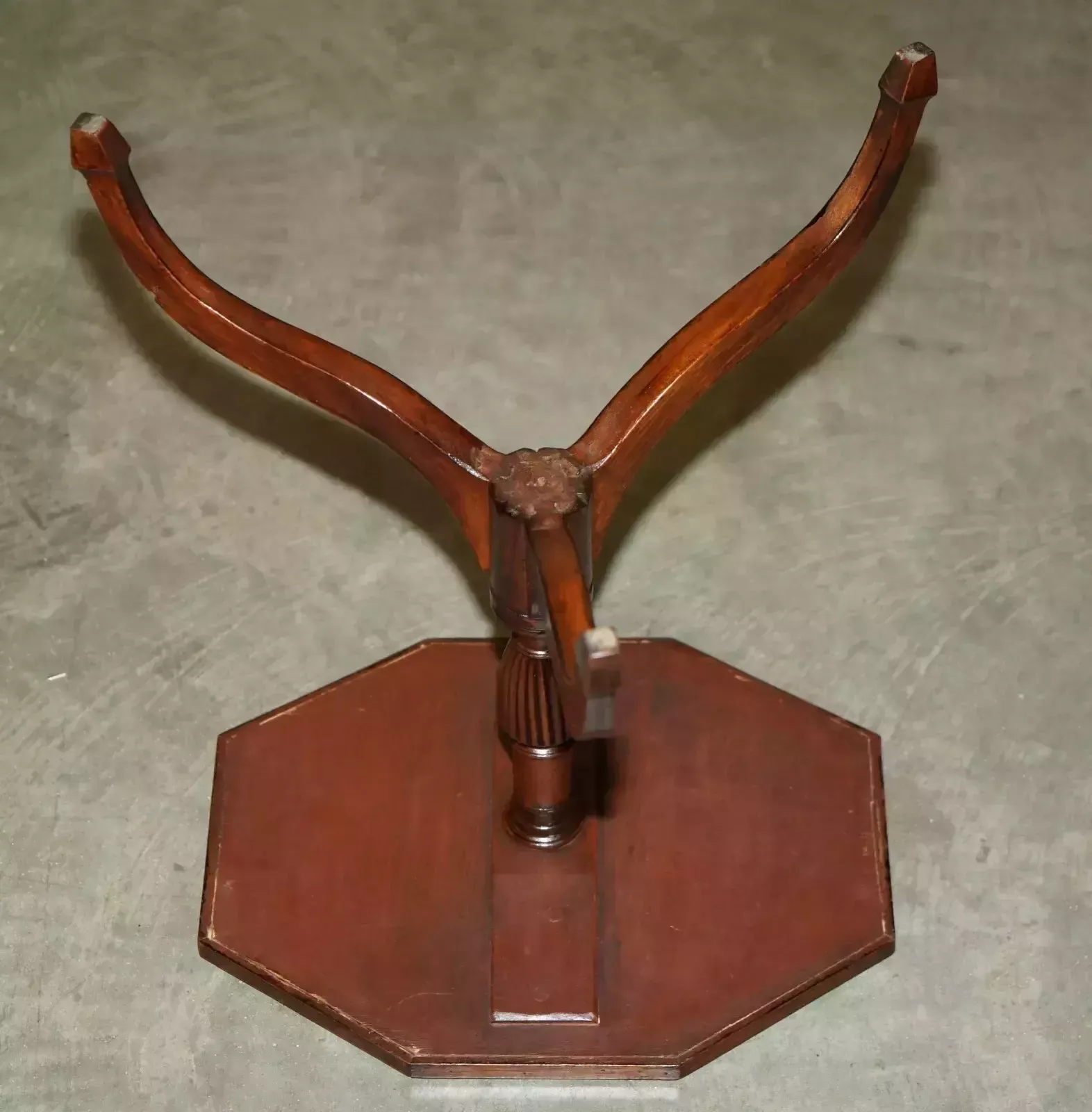 photo buy Mahogany Octagonal Brown Leather Gold Leaf Tripod Side End Lamp Wine Table