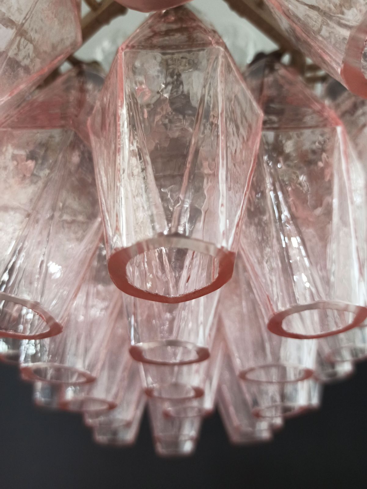 Lighting Elegant Murano Poliedri Chandelier   Carlo Scarpa   Pink Glasses photo
