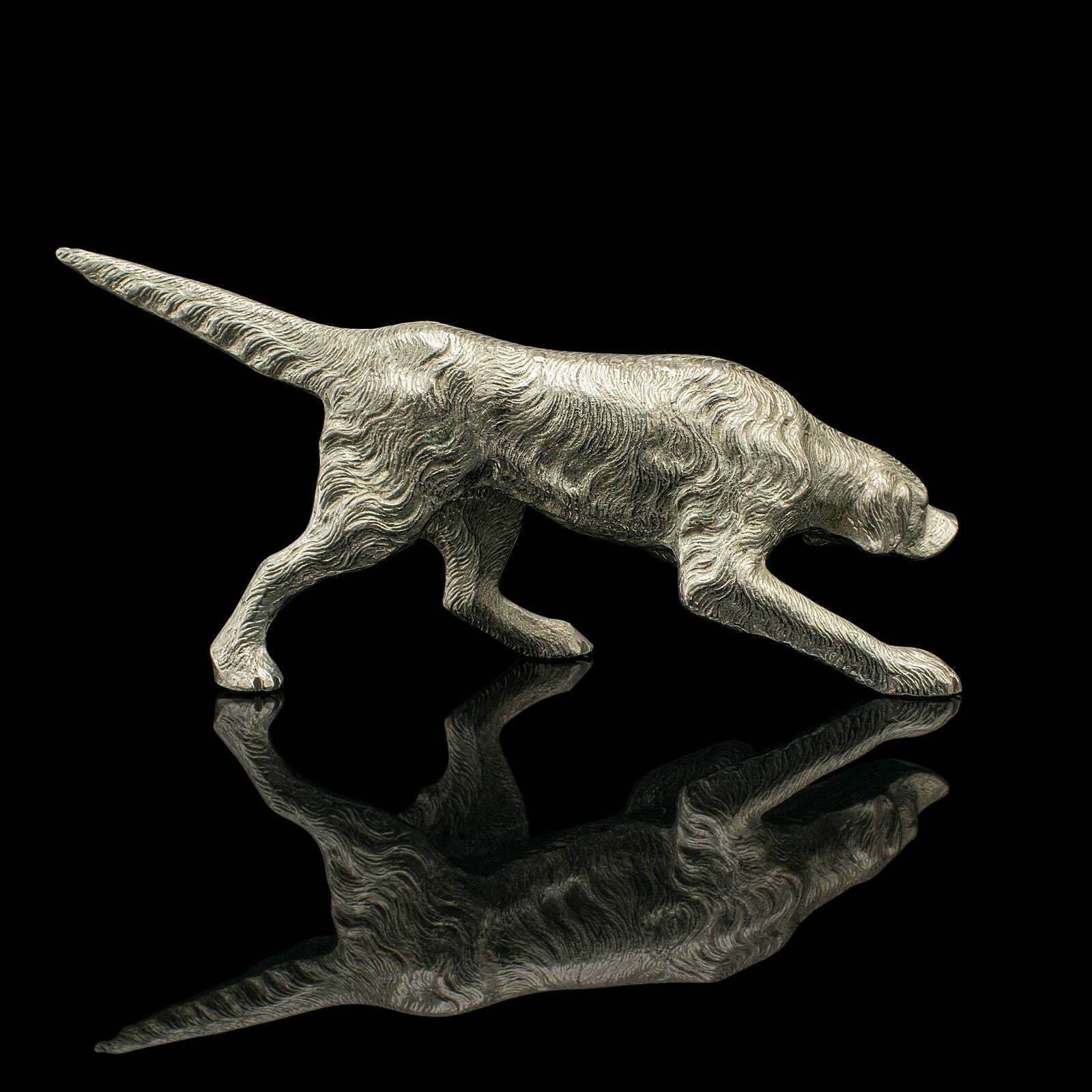 Antique Dog Figure, English, Nickelled Iron, Pointer, Hound Ornament, Edwardian photo Home Decor