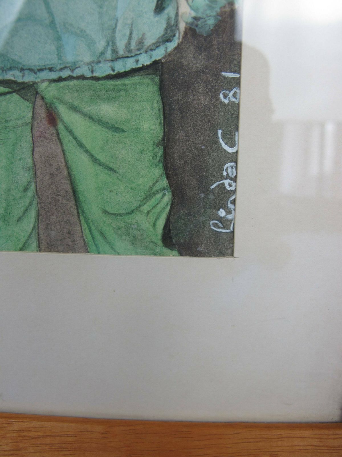 Vintage Signed Original Watercolour Painting Of Two Teenage Hitch Hikers. Great Quirky Image From 1981 photo for sale