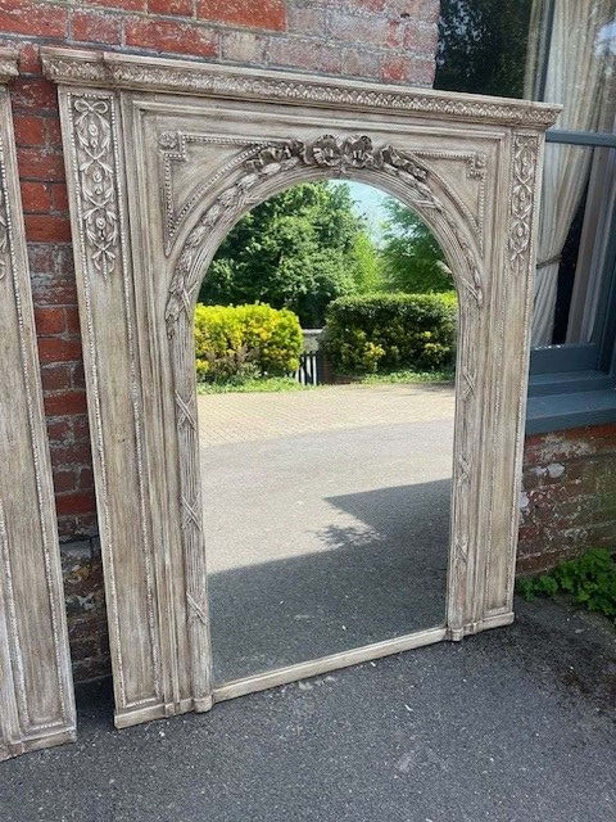 A Wonderful Large Antique English 19th C Painted Overmantle Mirror.