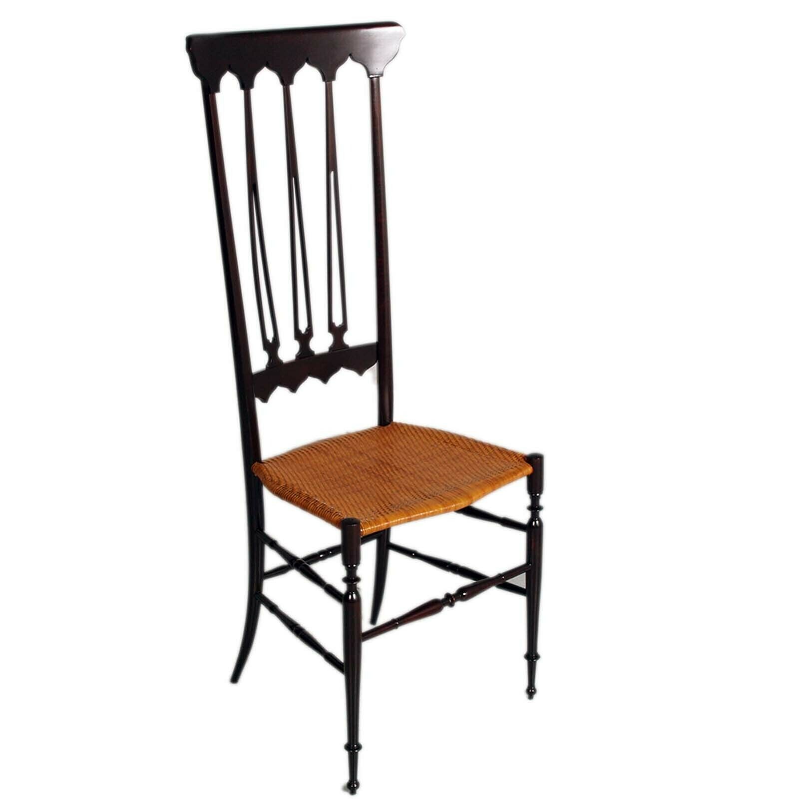 1950s Hight Back Chiavarina Chair By Gio Ponti For Sac Chiavari, Cane Seat photo buy