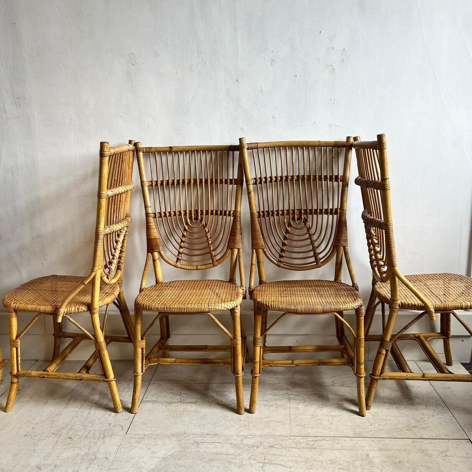 A Pair Of 1950's Audoux Minet Bamboo Chairs photo furniture