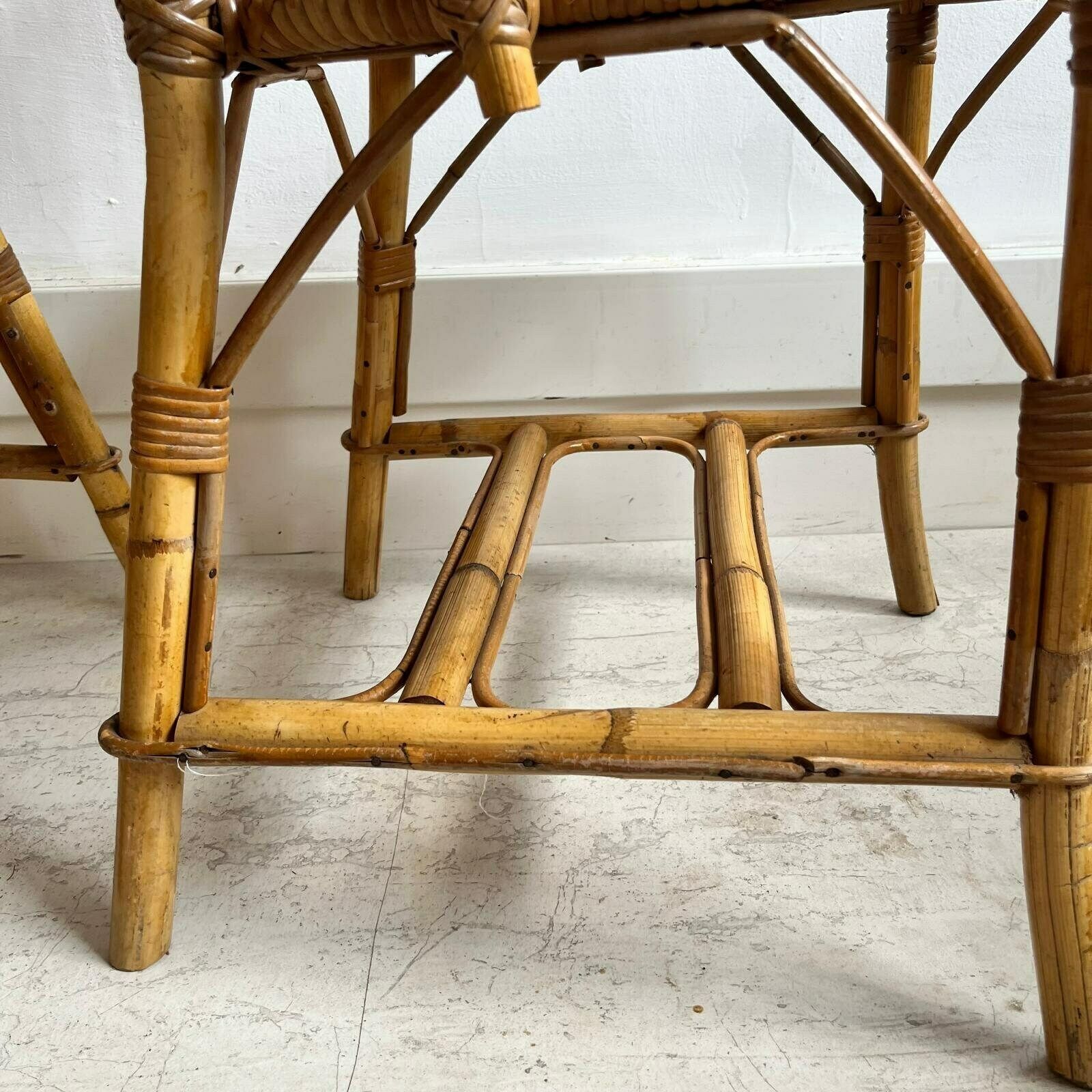 A Pair Of 1950's Audoux Minet Bamboo Chairs photo Furniture