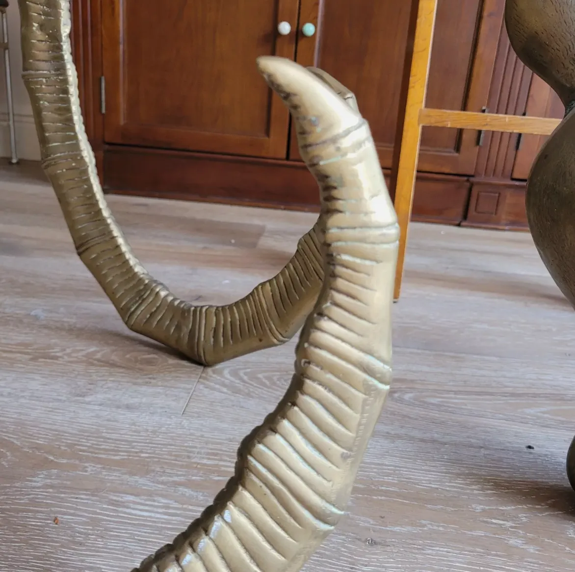 photo furniture Ibex Rams Head Table Brass Maison Jansen Alain Chervet Vintage Mid Century 1of2